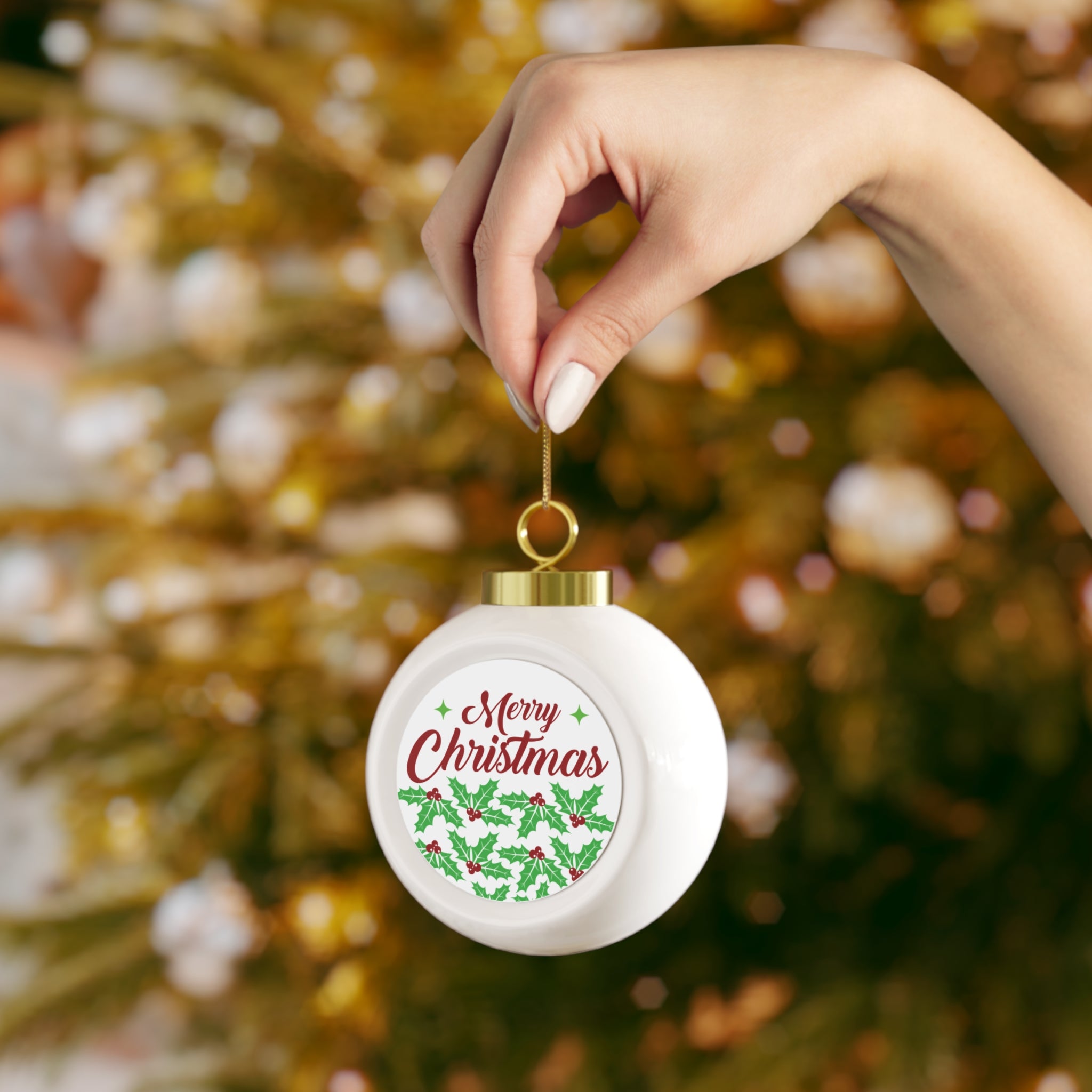 Festive Christmas Ball Ornament, Merry Christmas Decorations, Holiday Tree Decor, Gift, Poinsettia, Holiday Cheer, Home Accents