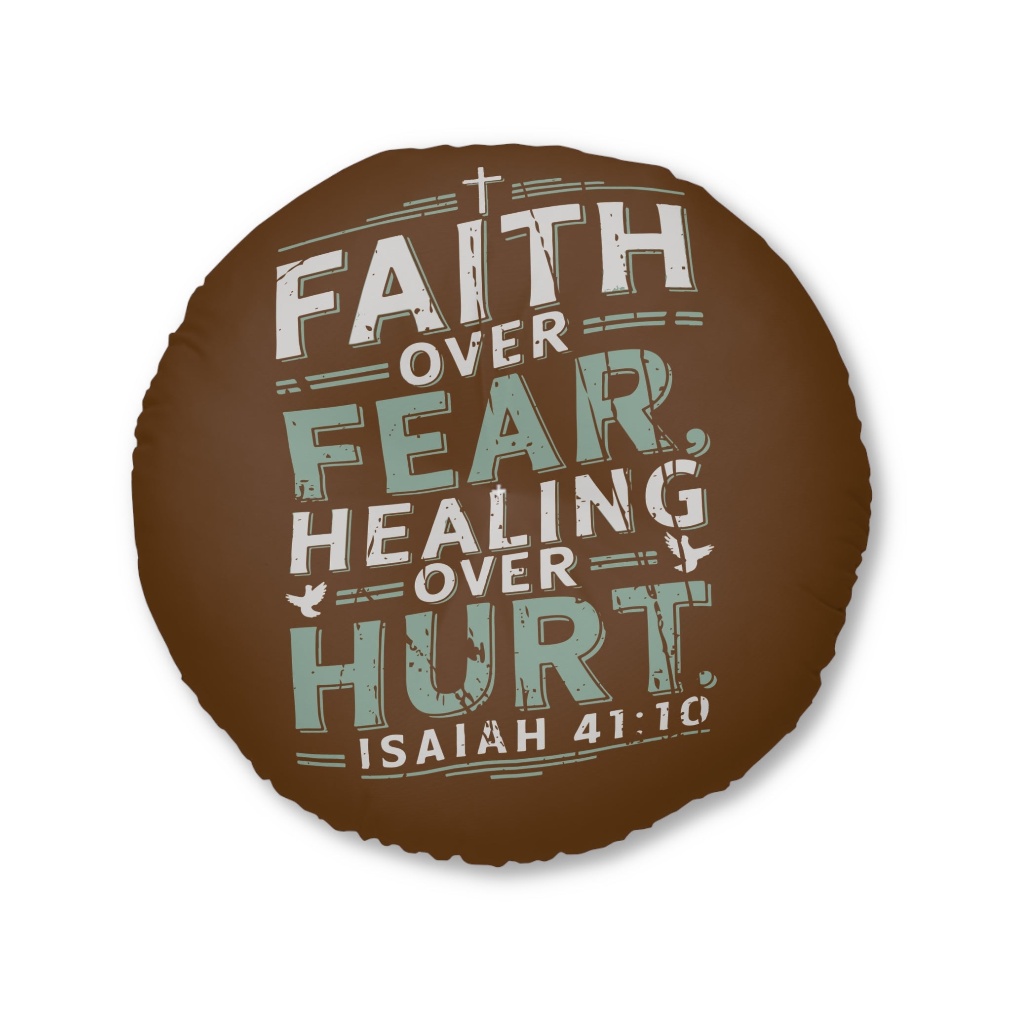 Faith-Inspired Tufted Floor Pillow, Round - Cozy Prayer Cushion, Meditation Pillow, Christian Decor, Living Room Accent, Gift for Believers