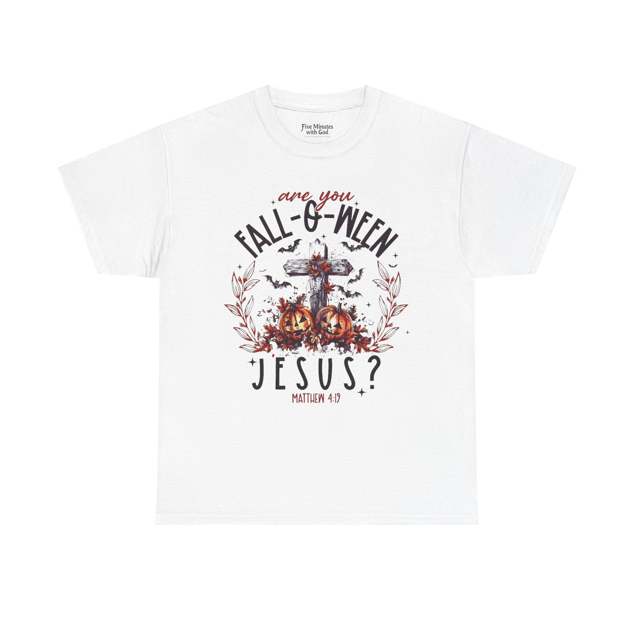 Fall-O-Ween Jesus Unisex Heavy Cotton Tee, Halloween Shirt, Christian T-Shirt, Autumn Apparel, Gift for Him/Her