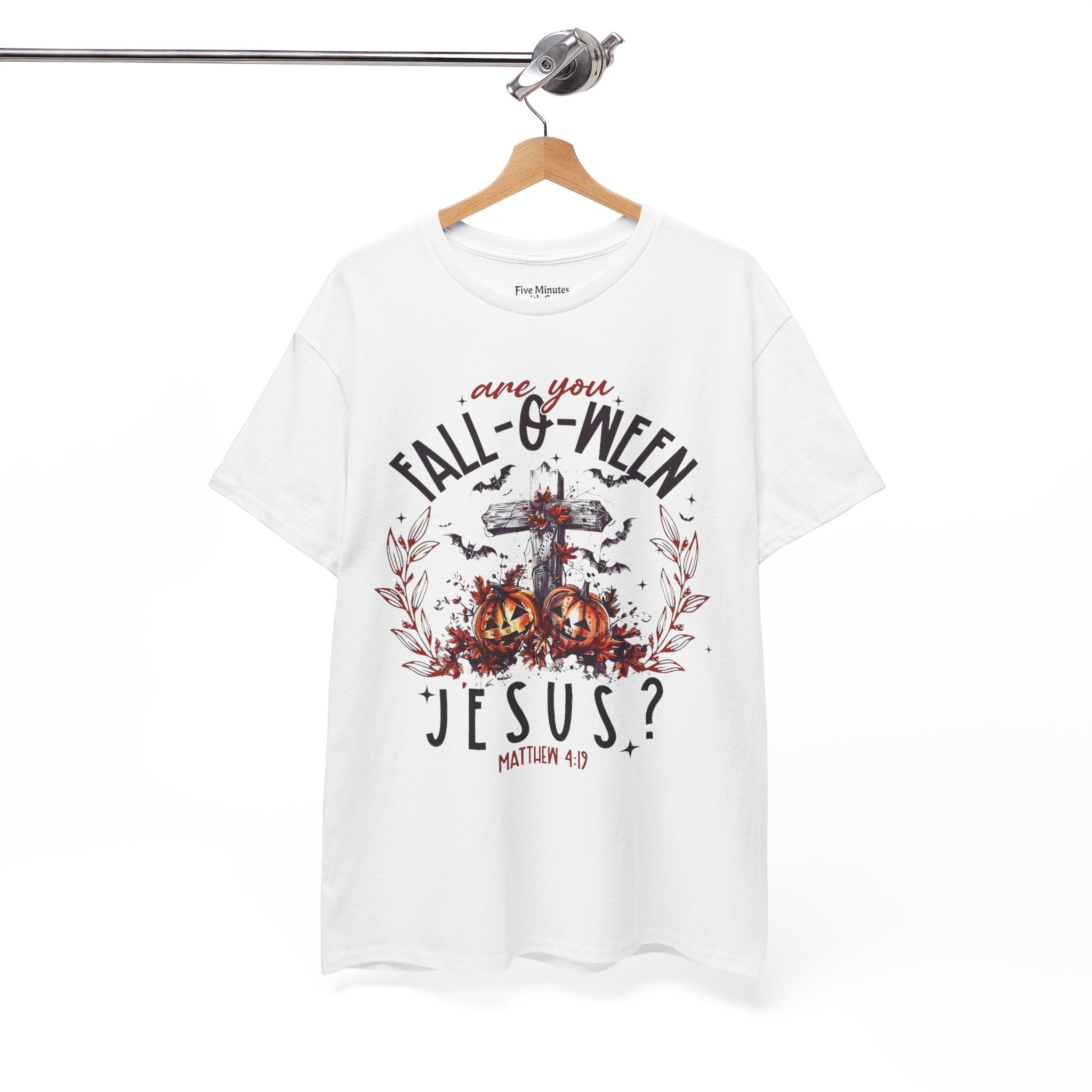 Fall-O-Ween Jesus Unisex Heavy Cotton Tee, Halloween Shirt, Christian T-Shirt, Autumn Apparel, Gift for Him/Her