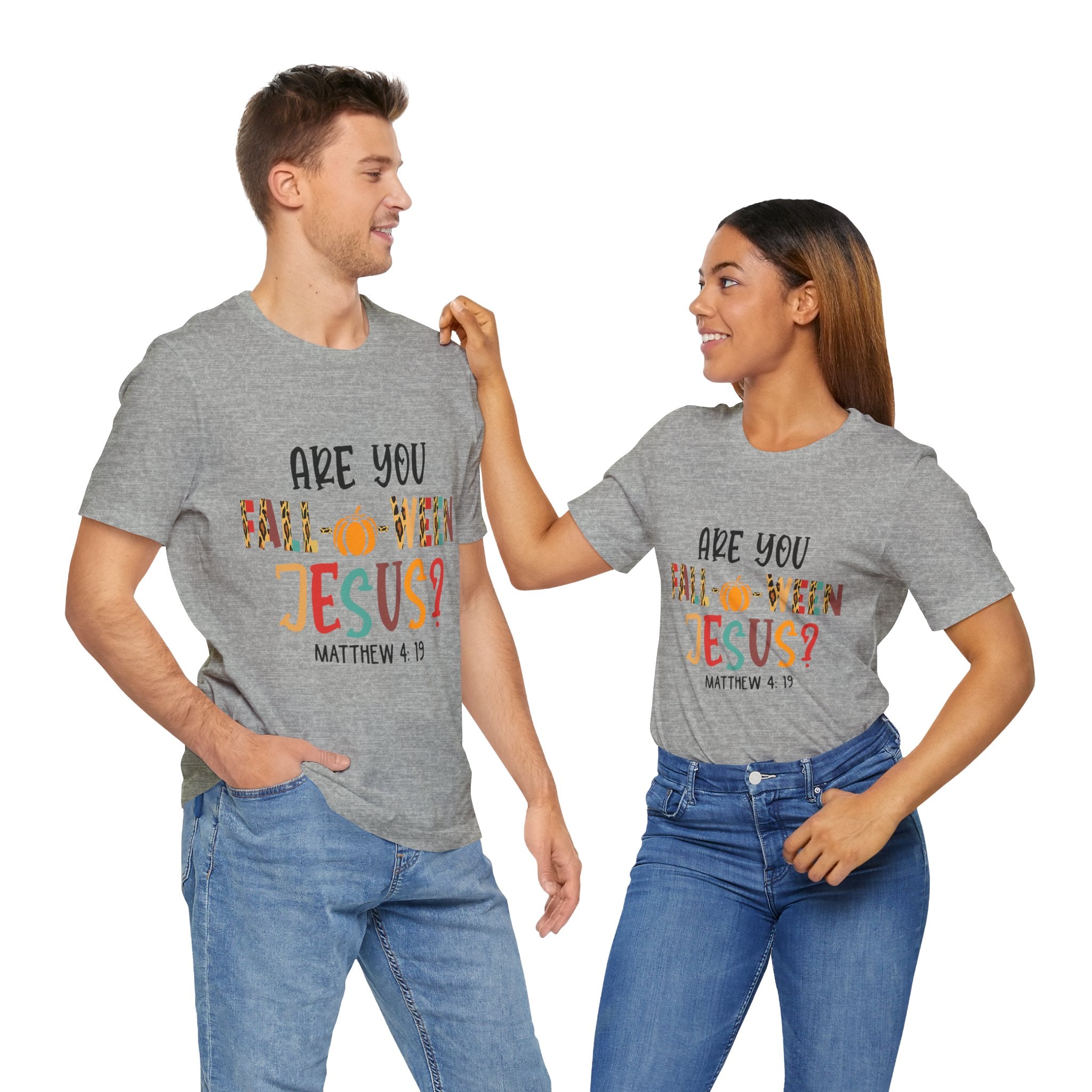 Fall-Themed Jesus Tee | Unisex Jersey Short Sleeve T-Shirt, Halloween Church Wear, Faith-Based Gift, Cozy Casual Top