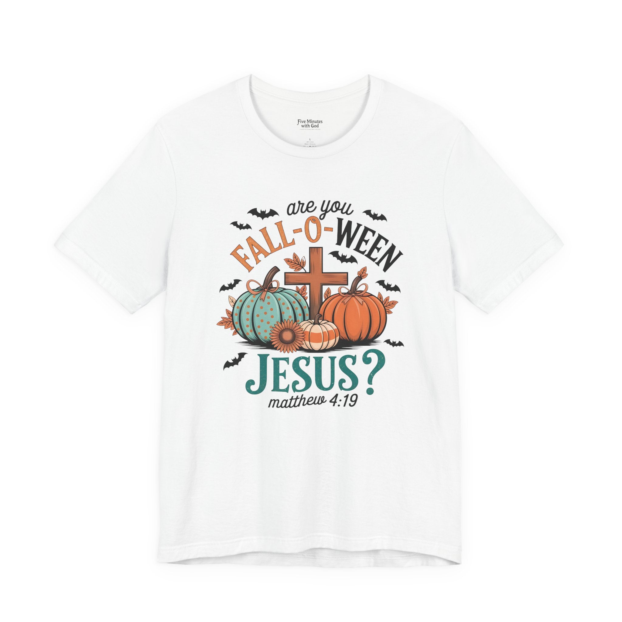 Fall-Themed Jesus T-Shirt, Unisex Short Sleeve Tee, Christian Apparel, Autumn Wear, Pumpkin Design, Halloween Celebration