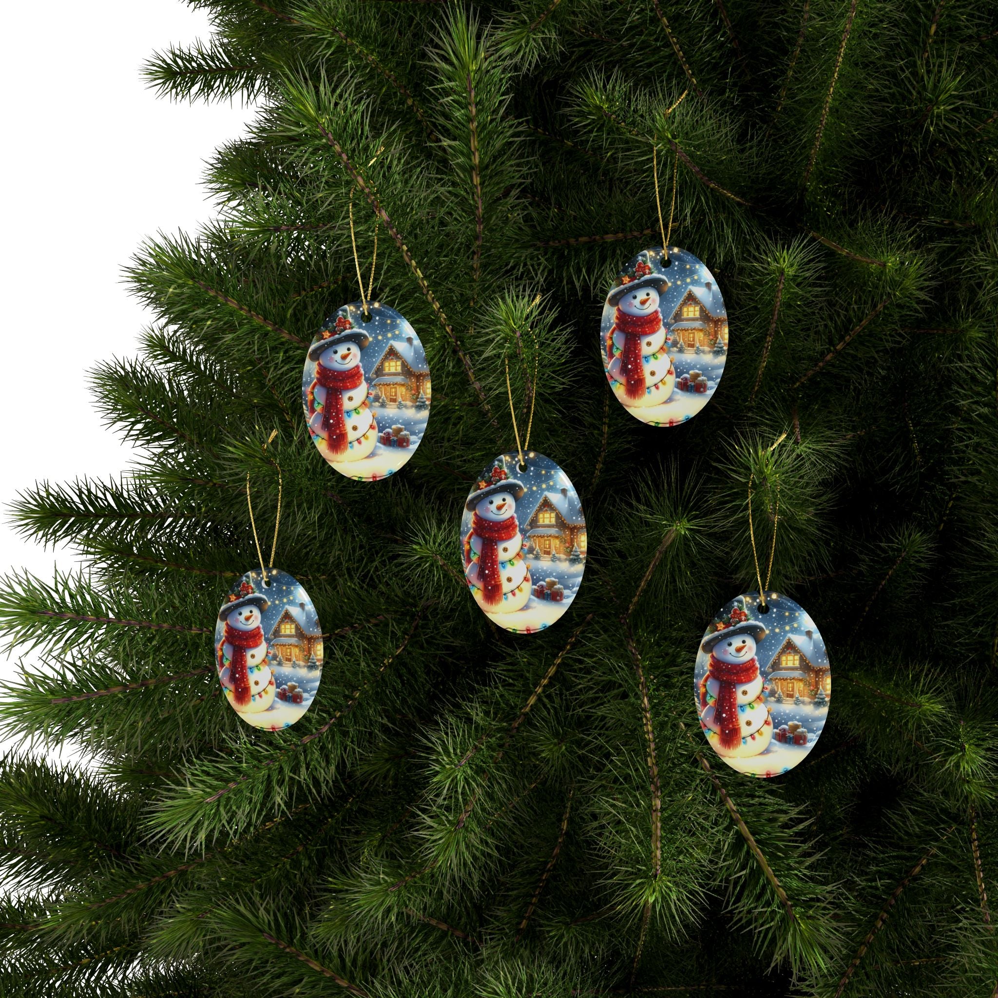Festive Ceramic Ornaments - Heart-Shaped Snowman Decorations for Christmas, Tree Decor, Holiday Gifts, Home Accents