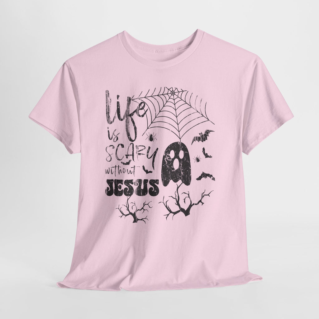 Halloween Ghost Tee: Life is Scary Without Jesus, Unisex Heavy Cotton T-Shirt, Halloween Shirt, Faith-Based Apparel, Cute Ghost Tee, [...]