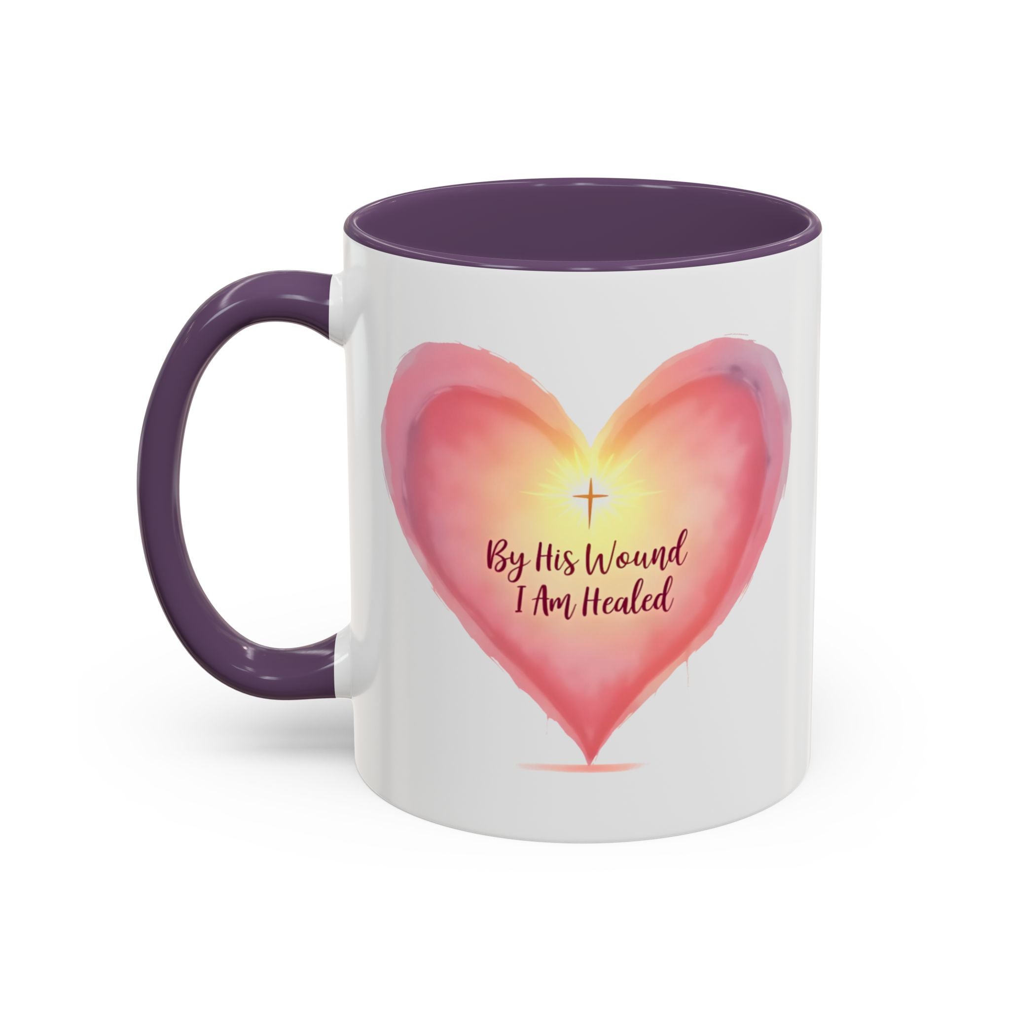 God Heals My Broken Heart Mug, Inspirational Coffee Cup, Heart Design Gift, Christian Faith Mug, Encouragement & Support Beverage