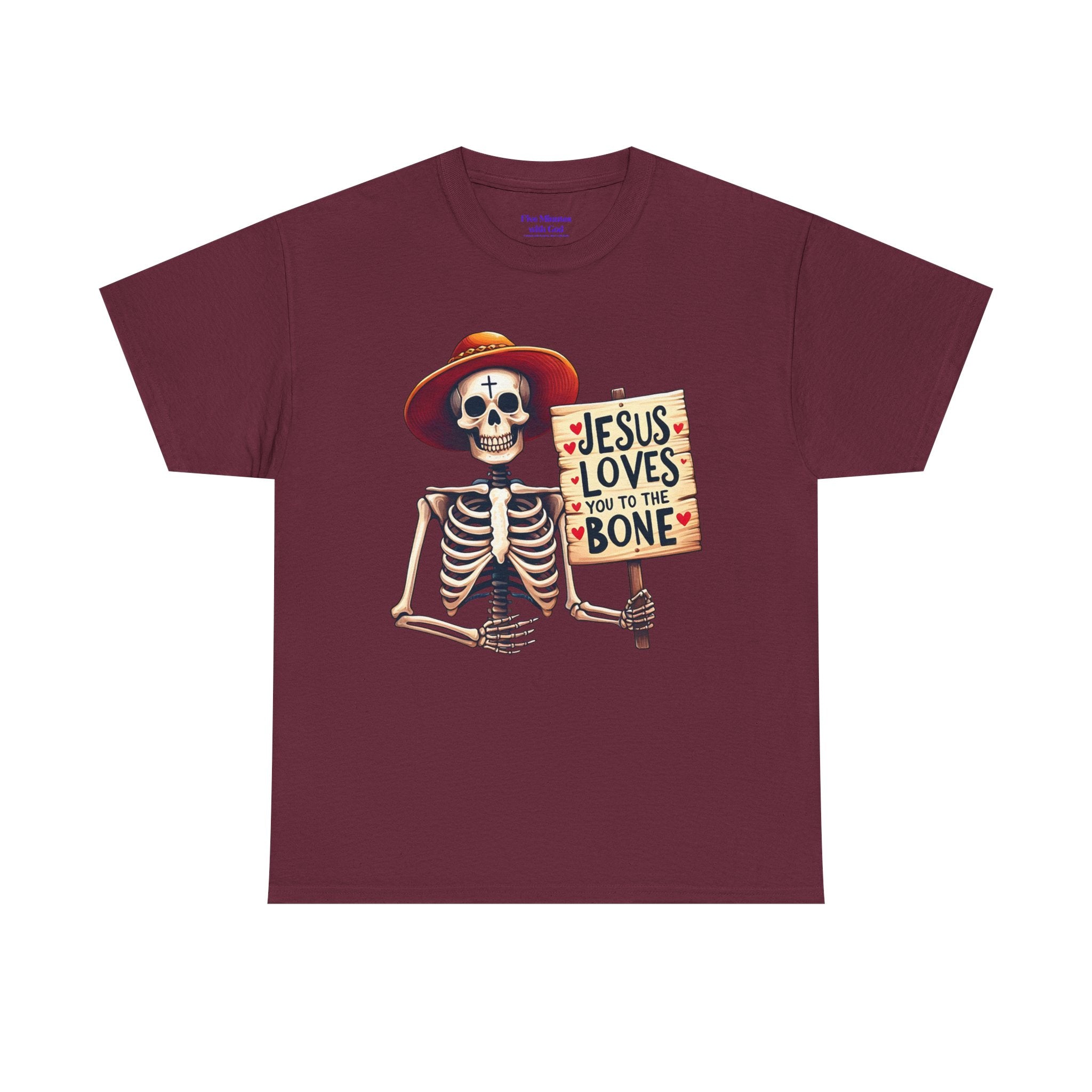 Jesus Loves You to the Bone Tee | Fun Skeleton Shirt, Unisex T-Shirt, Halloween Gift, Faith Apparel, Casual Wear, Holiday Shirt