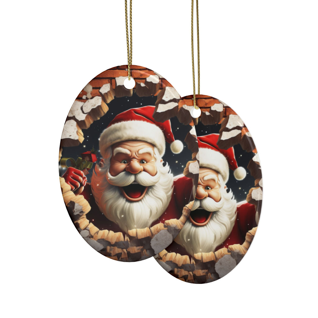 Santa Claus Ceramic Ornaments - Holiday Decorations, Christmas Tree Ornaments, Gifts, Festive Decor, Collectible Ornaments