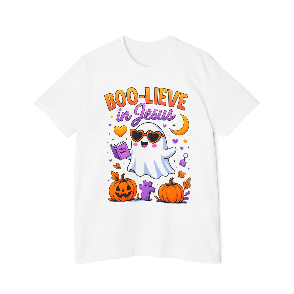 Halloween Christian Ghost T-Shirt, Boo-lieve in Jesus Shirt, Cute Halloween Apparel, Faith-Based Tee, Fall Celebration Top, Spooky [...]