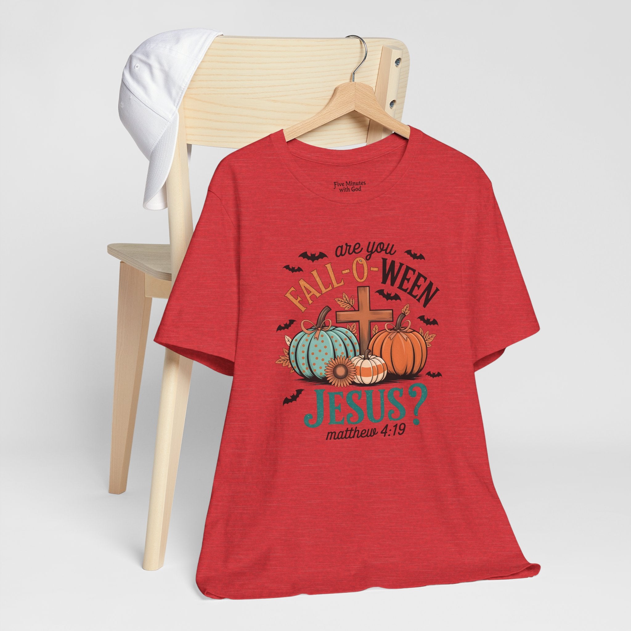 Fall-Themed Jesus T-Shirt, Unisex Short Sleeve Tee, Christian Apparel, Autumn Wear, Pumpkin Design, Halloween Celebration