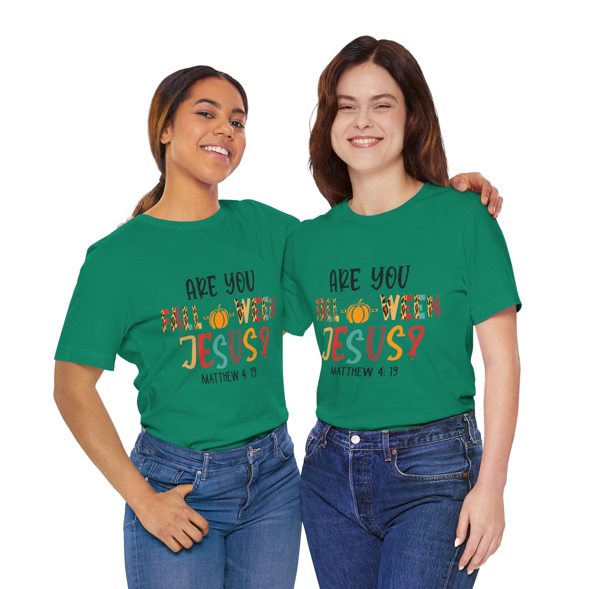 Fall-Themed Jesus Tee | Unisex Jersey Short Sleeve T-Shirt, Halloween Church Wear, Faith-Based Gift, Cozy Casual Top