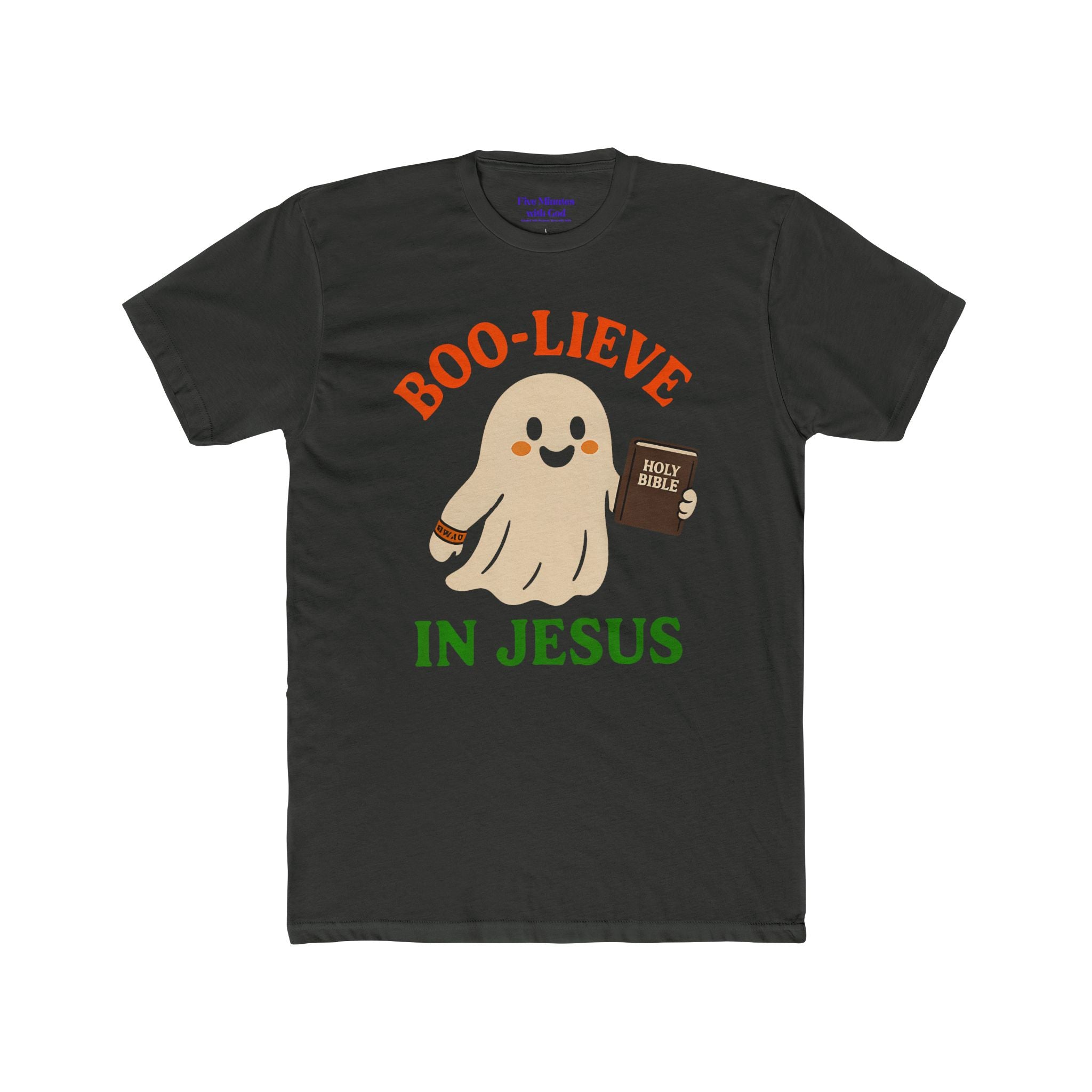 Boo-lieving Ghost Unisex Cotton Crew Tee, Halloween shirt, Jesus shirt, Christian apparel, spooky t-shirt, fun gift idea