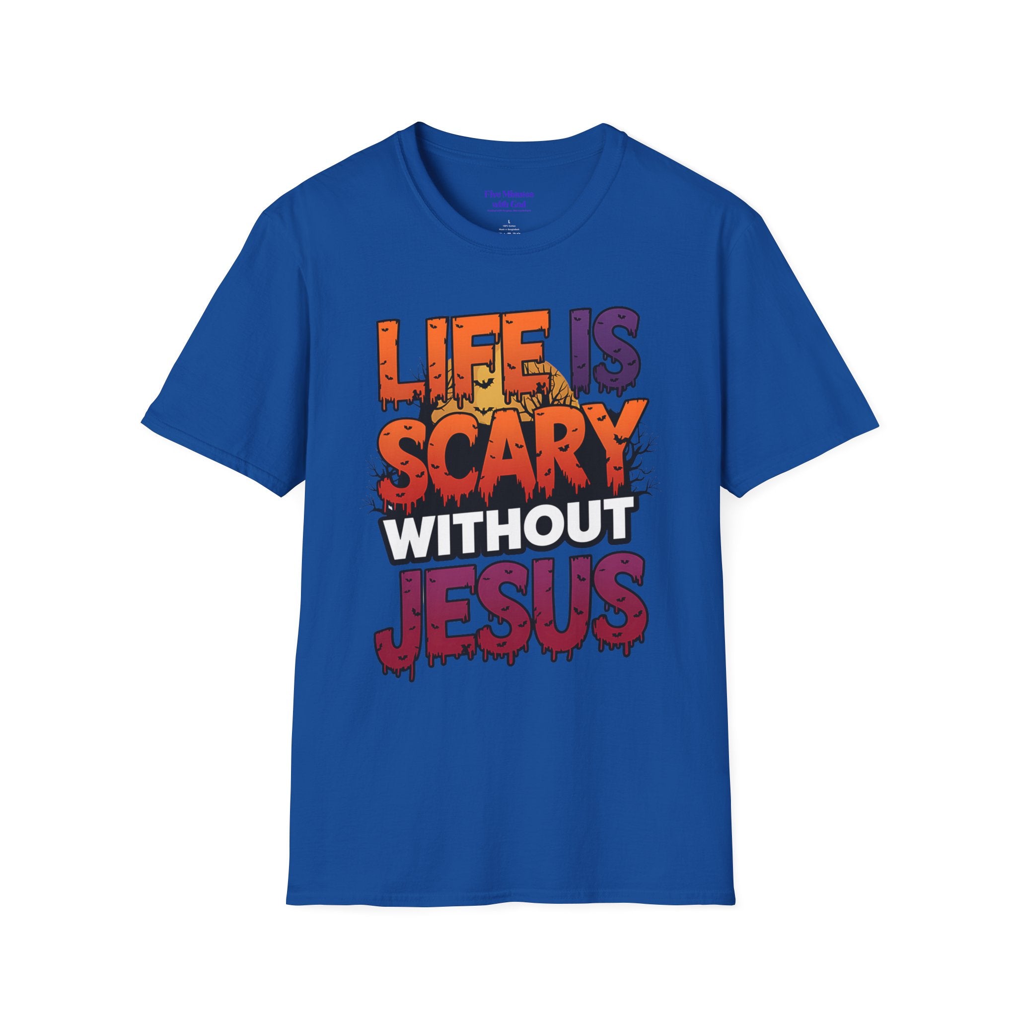 Unisex Softstyle Graphic Tee - Life is Scary Without Jesus, Faith Shirt, Christian T-Shirt, Inspirational Gift, Religious Apparel, [...]