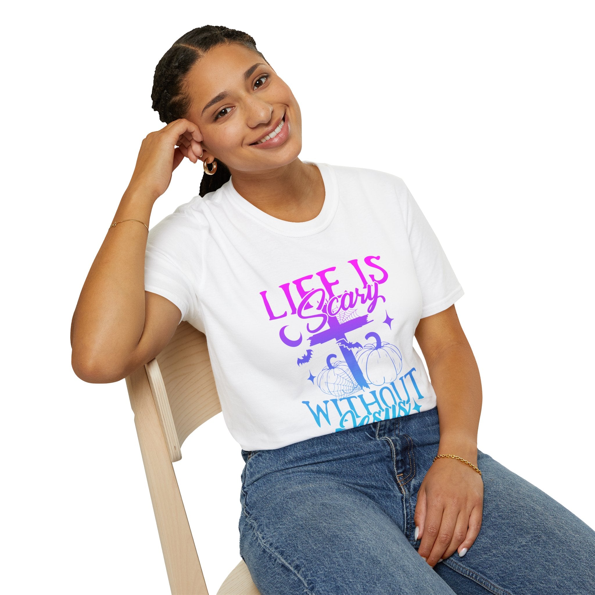 Life is Scary Without Jesus Unisex Softstyle T-Shirt - Faith-Based Graphic Tee, Halloween Outfit, Religious Apparel, Christian Gift, [...]