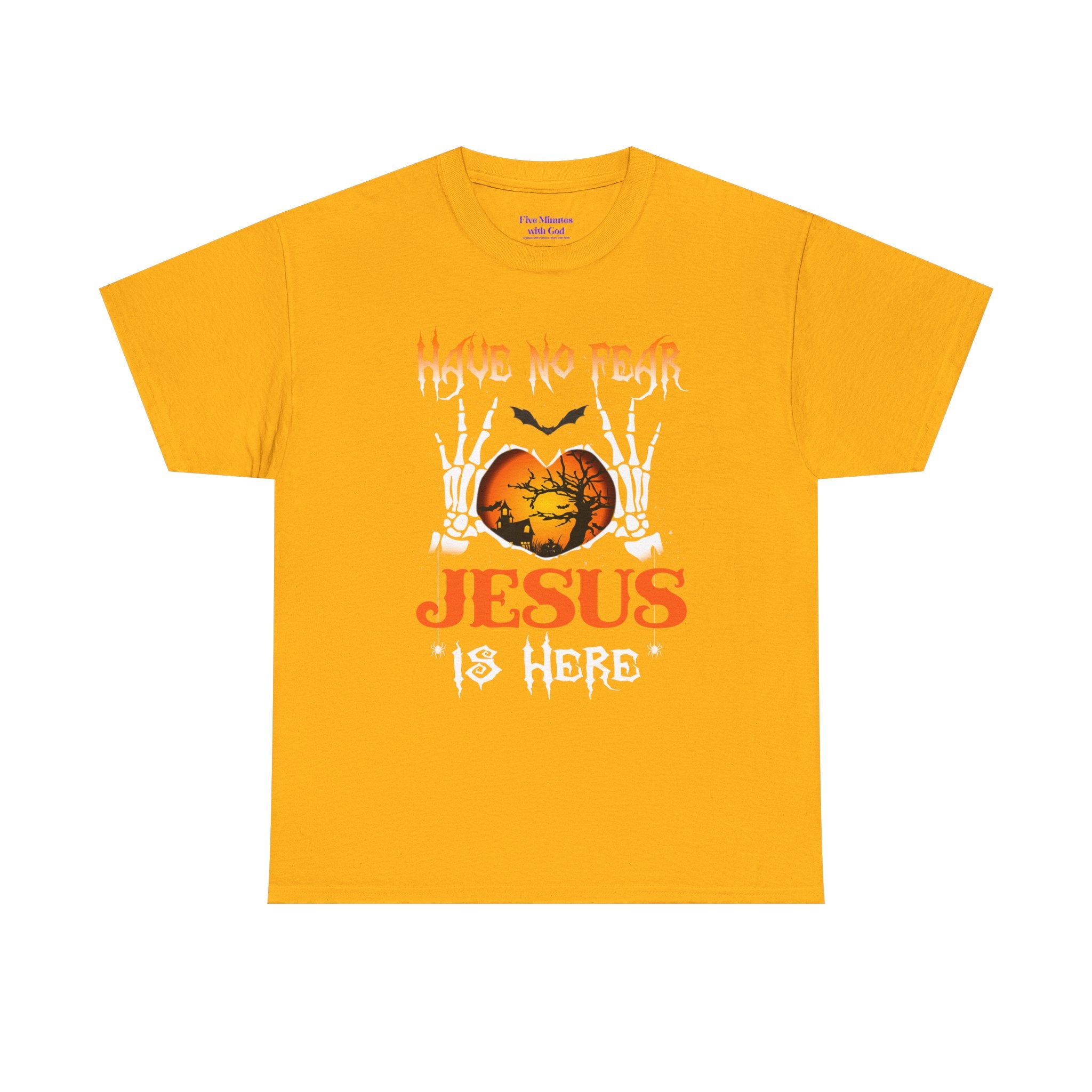 Halloween Faith Tee, Unisex T-Shirt with Skeletons, Jesus is Here, Spooky Season Apparel, Christian Shirt, Autumn Outfit