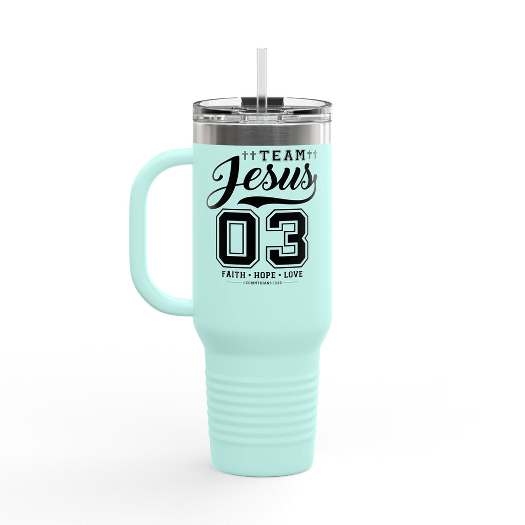 Faith-Inspired Insulated Travel Mug, 40oz - Team Jesus, Custom Tumbler for Gifts, Inspirational Drinkware, Bible Study, Church Events