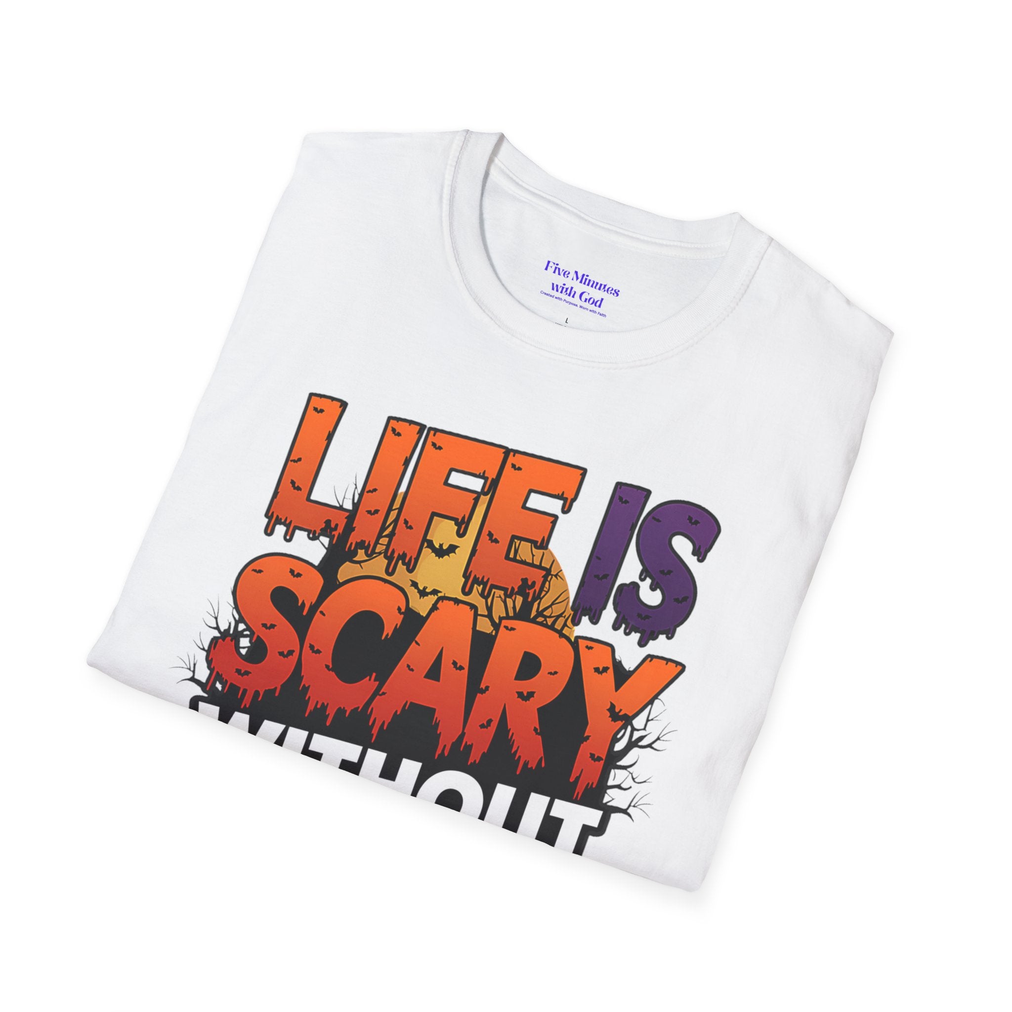 Unisex Softstyle Graphic Tee - Life is Scary Without Jesus, Faith Shirt, Christian T-Shirt, Inspirational Gift, Religious Apparel, [...]