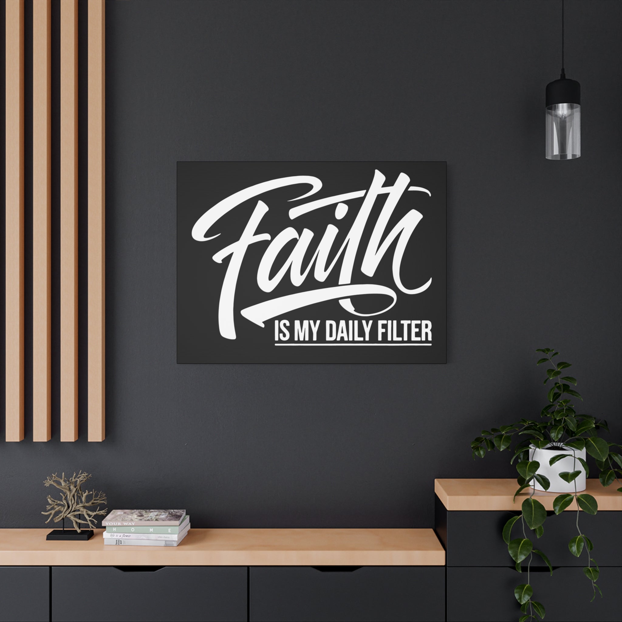 Inspirational Canvas Wall Art, Faith Quote Decor, Motivational Home Decor, Gray Wall Hanging, Gift for Faith Lovers