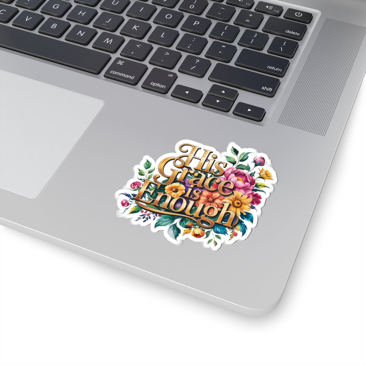 Floral Inspirational Kiss-Cut Stickers | His Grace is Enough, Laptop Décor, Positive Affirmations, Gift Ideas, Journals, Planners