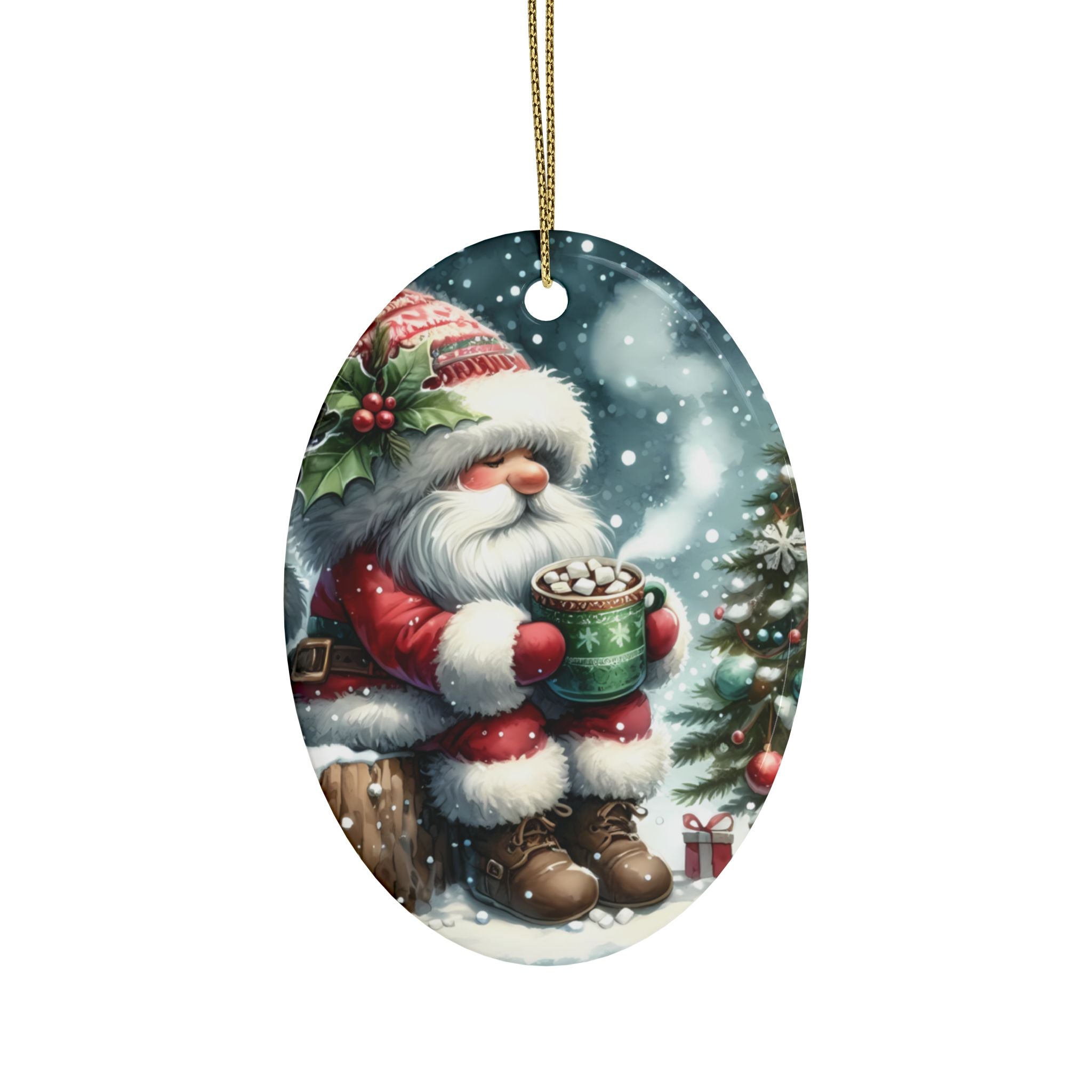 Festive Ceramic Ornaments | Vintage Santa Star Decor | Christmas Tree Ornaments, Holiday Decorations, 5pcs Set