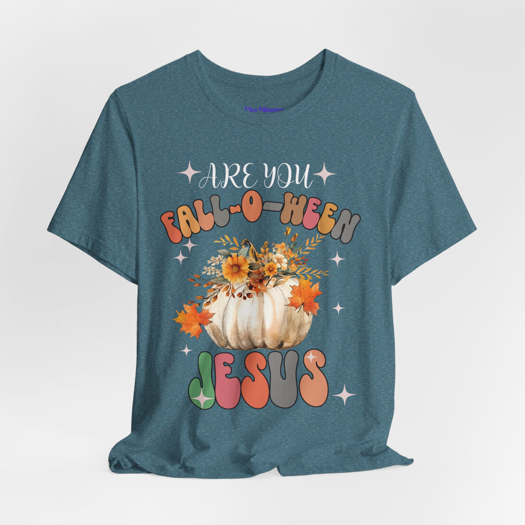Fall-Themed Jesus Tee, Unisex Jersey T-Shirt, Cozy Autumn Apparel, Thanksgiving Gift, Fall Celebration Shirt, Christian Fashion
