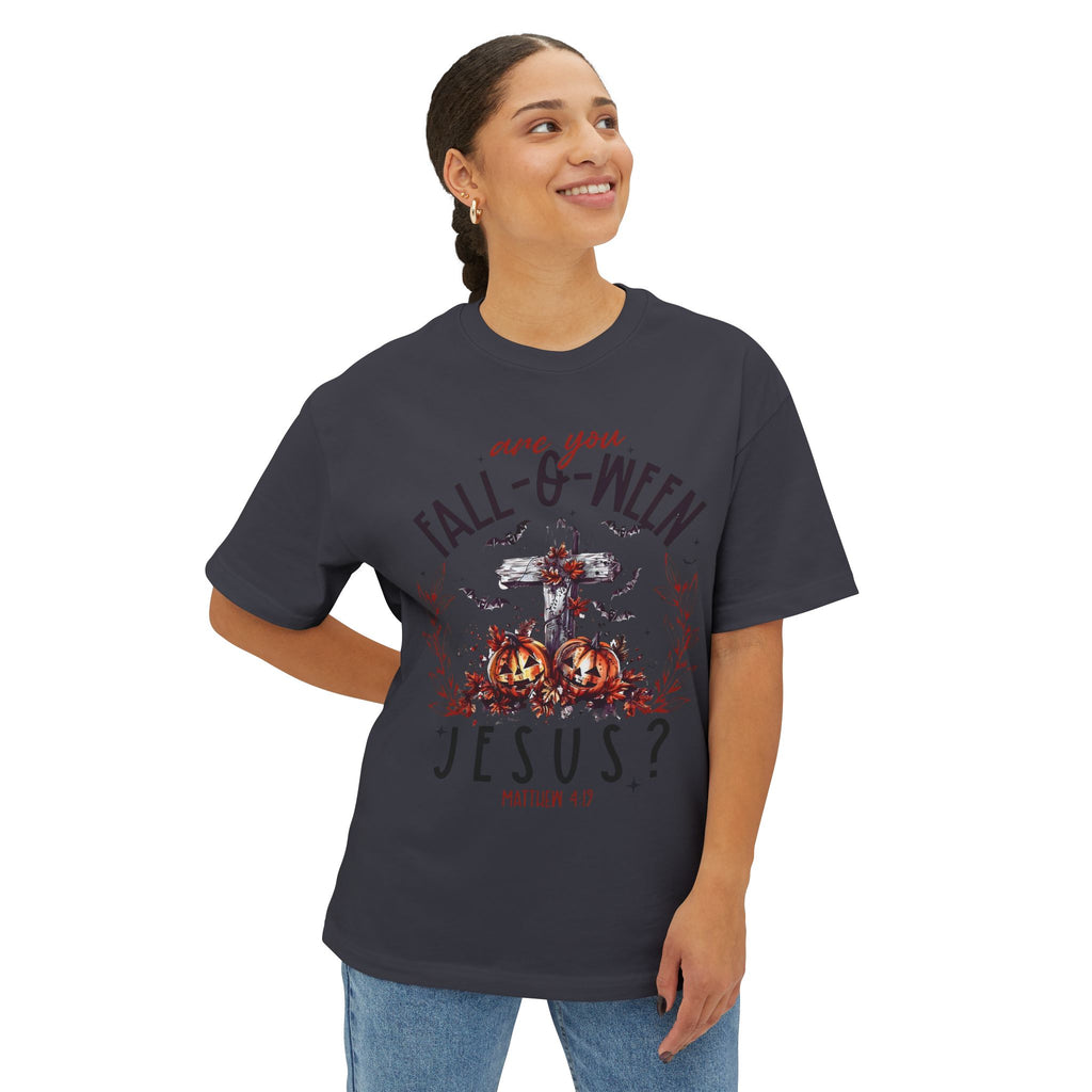 Fall-O-Ween Jesus Boxy Tee, Oversized T-Shirt for Halloween, Unisex, Funny Christian Tee, Casual Fall Wear, Unique Gift Idea
