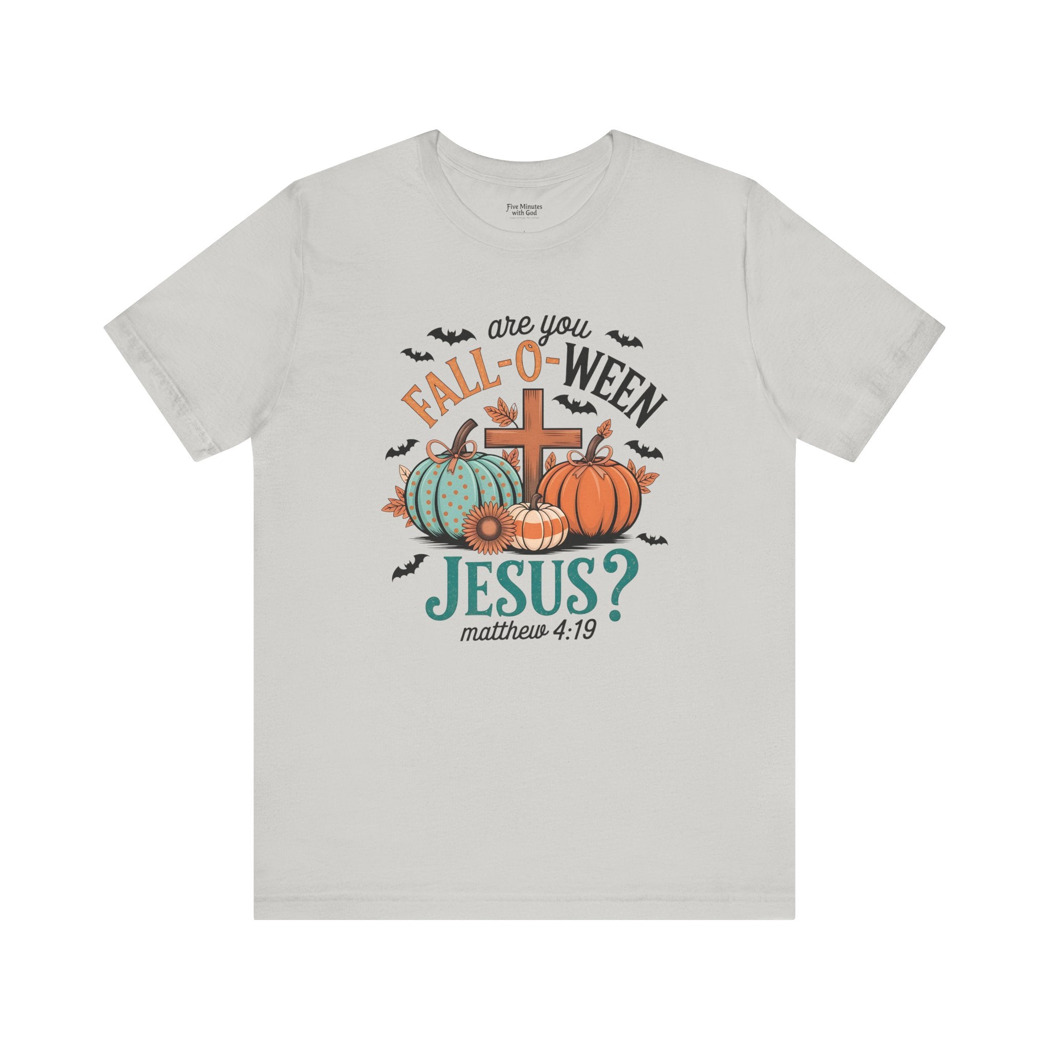 Fall-Themed Jesus T-Shirt, Unisex Short Sleeve Tee, Christian Apparel, Autumn Wear, Pumpkin Design, Halloween Celebration