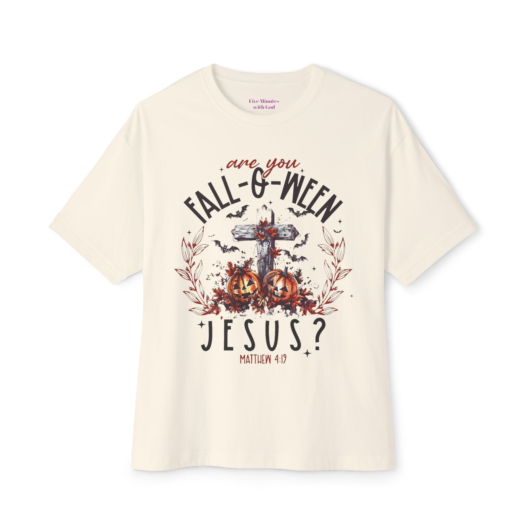 Fall-O-Ween Jesus Boxy Tee, Oversized T-Shirt for Halloween, Unisex, Funny Christian Tee, Casual Fall Wear, Unique Gift Idea