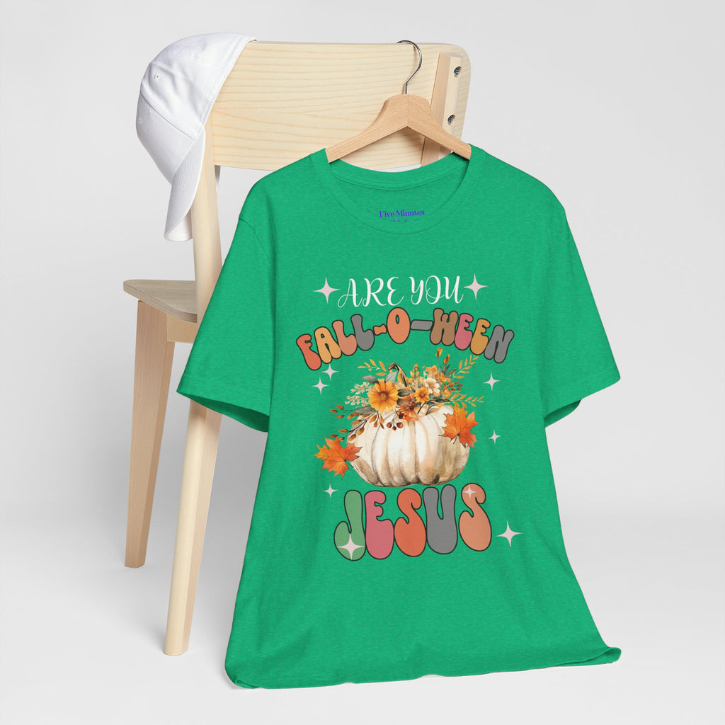 Fall-Themed Jesus Tee, Unisex Jersey T-Shirt, Cozy Autumn Apparel, Thanksgiving Gift, Fall Celebration Shirt, Christian Fashion