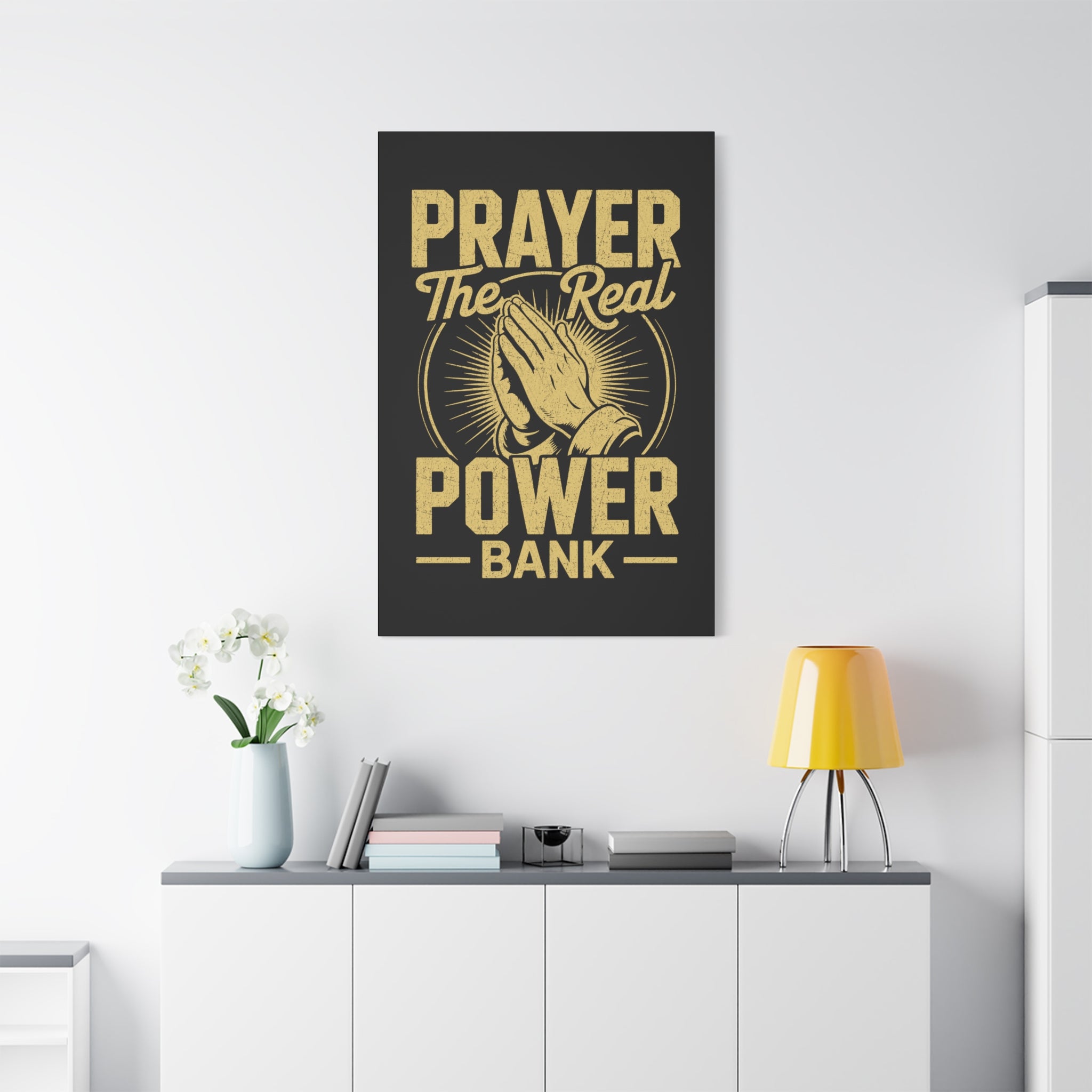 Matte Canvas Wall Art - 'Prayer The Real Power Bank'