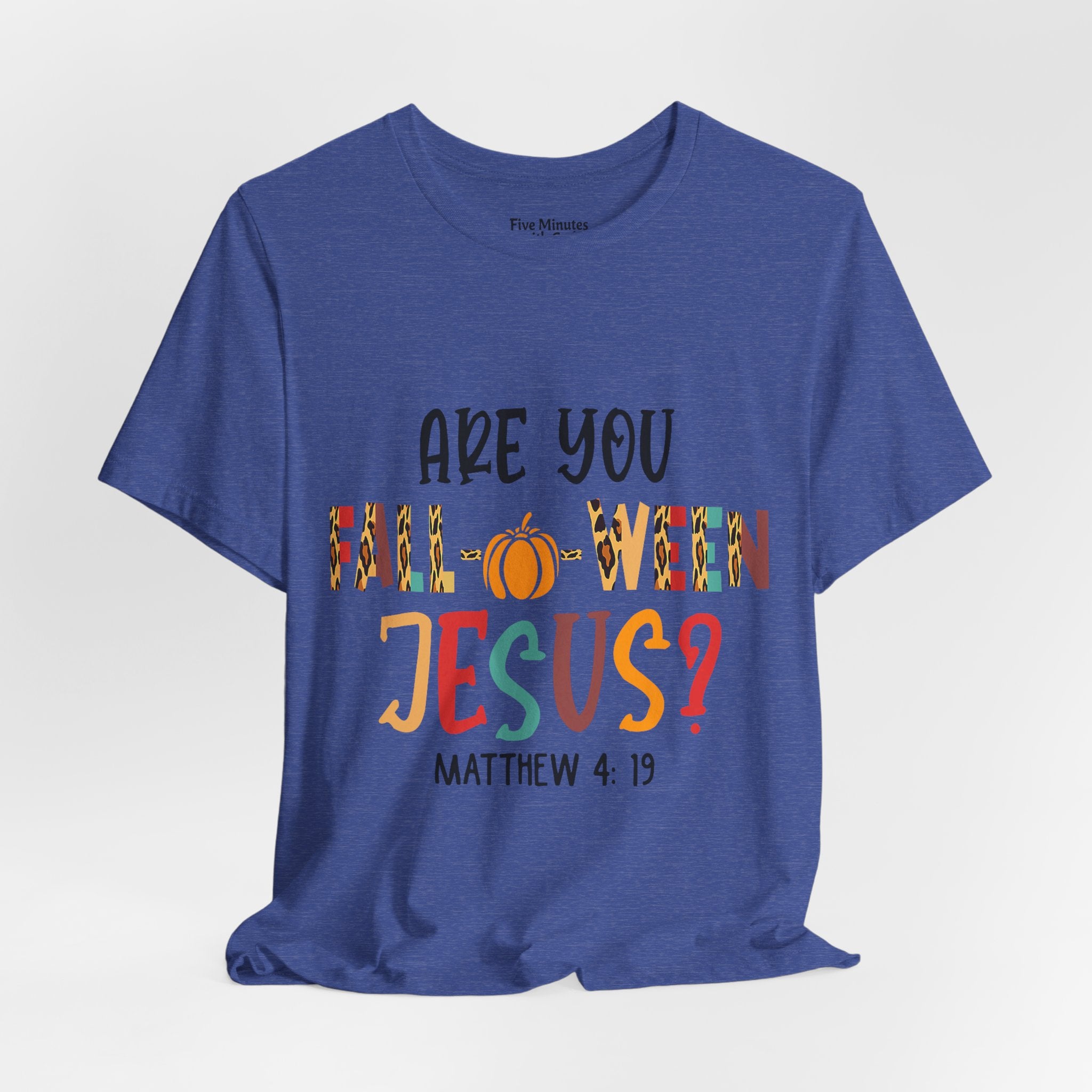 Fall-Themed Jesus Tee | Unisex Jersey Short Sleeve T-Shirt, Halloween Church Wear, Faith-Based Gift, Cozy Casual Top
