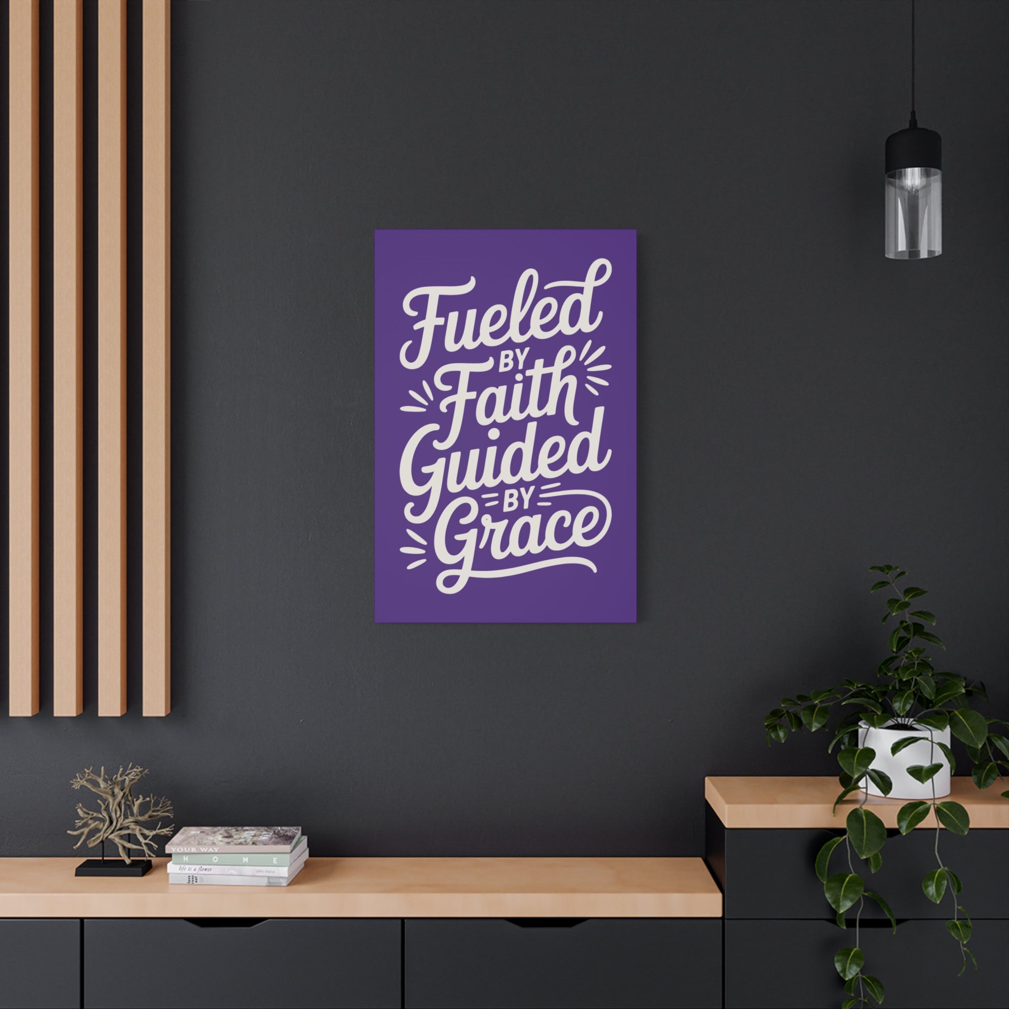 Purple Stretched Canvas Art, Motivational Wall Decor, Home Inspirational Art, Faith-Based Decor, Gift for Faith Lovers