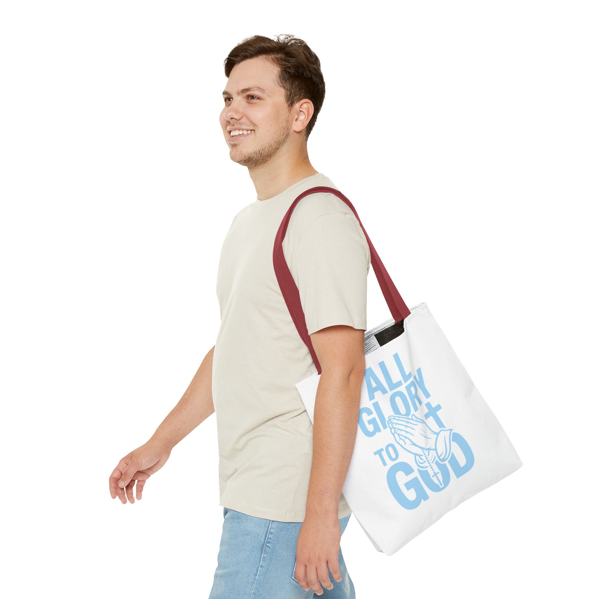 Faith-Inspired Tote Bag, All Glory to God, Christian Gift, Reusable Shopping Bag, Inspirational Tote, Church Event Carryall