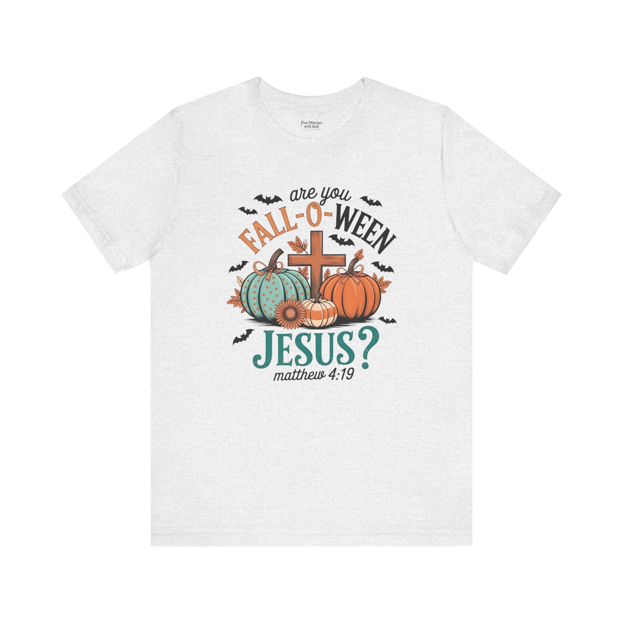Fall-Themed Jesus T-Shirt, Unisex Short Sleeve Tee, Christian Apparel, Autumn Wear, Pumpkin Design, Halloween Celebration