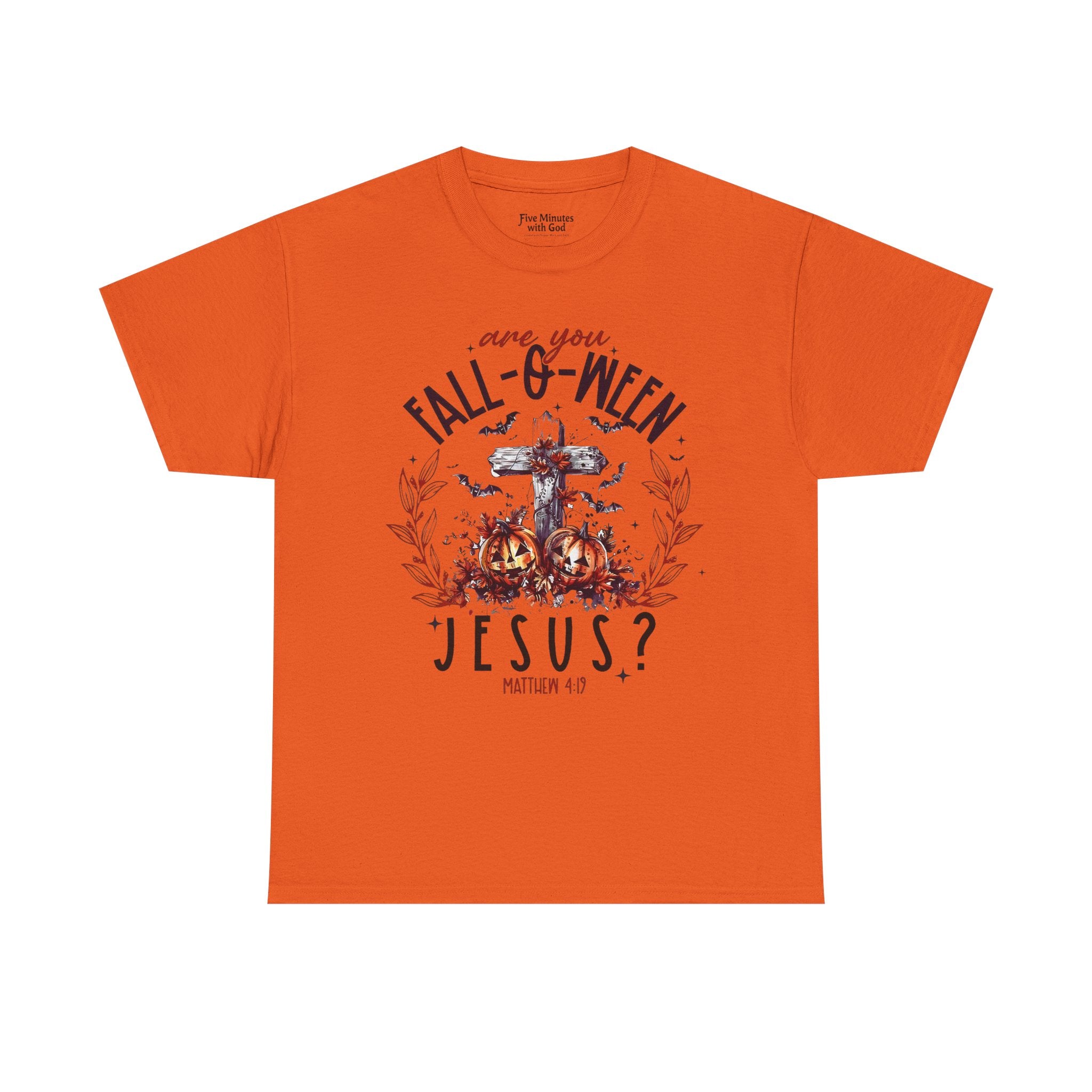 Fall-O-Ween Jesus Unisex Heavy Cotton Tee, Halloween Shirt, Christian T-Shirt, Autumn Apparel, Gift for Him/Her