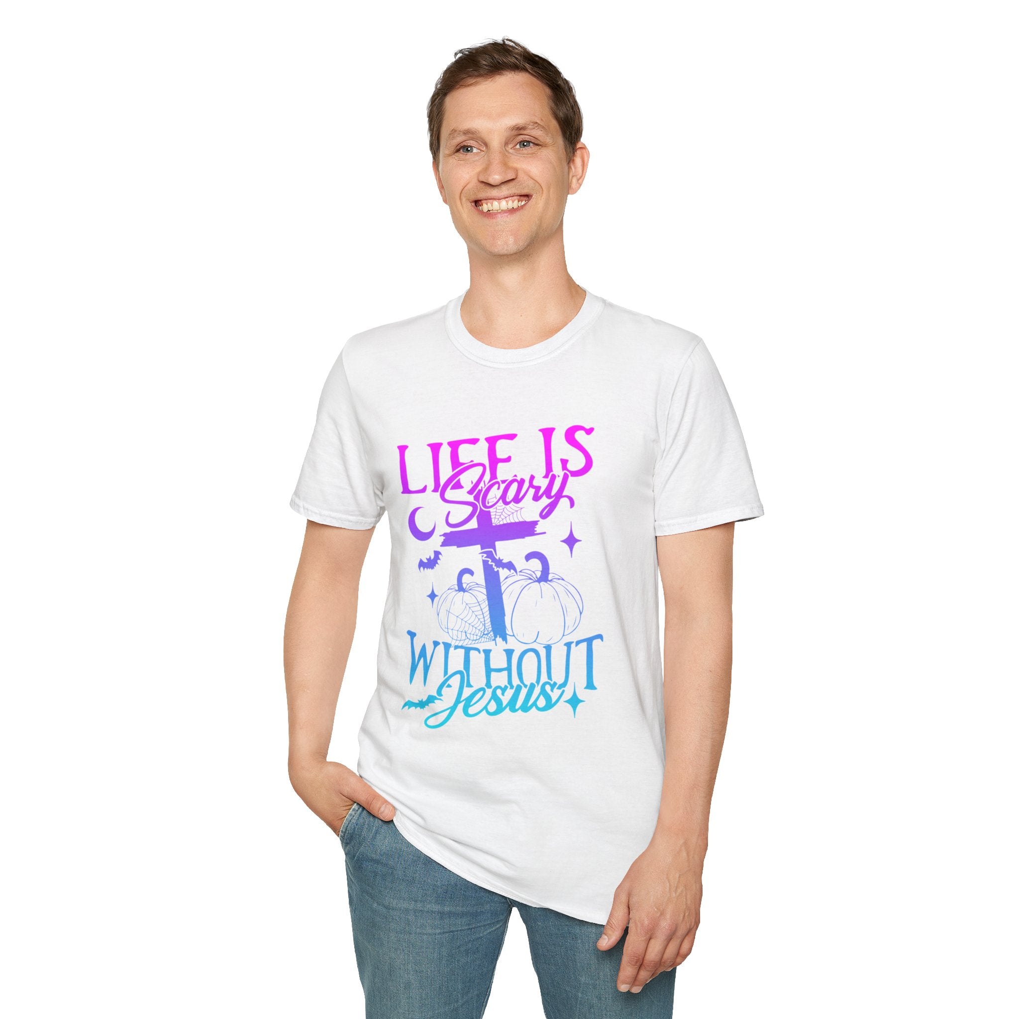 Life is Scary Without Jesus Unisex Softstyle T-Shirt - Faith-Based Graphic Tee, Halloween Outfit, Religious Apparel, Christian Gift, [...]