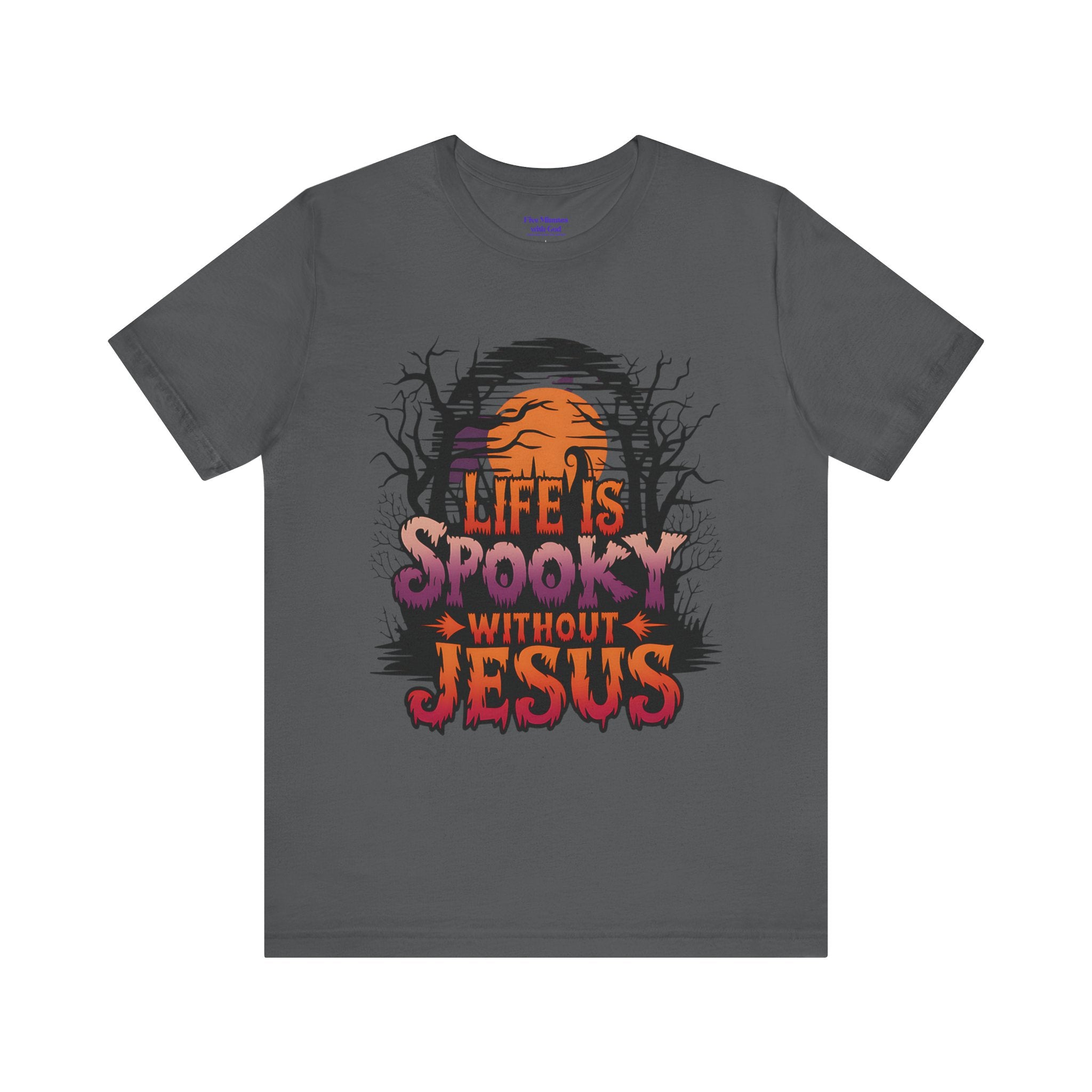 Spooky Jesus Tee - Short Sleeve Unisex Jersey Shirt, Halloween Apparel, Faith-Based Gift, Casual Wear, Everyday Comfort