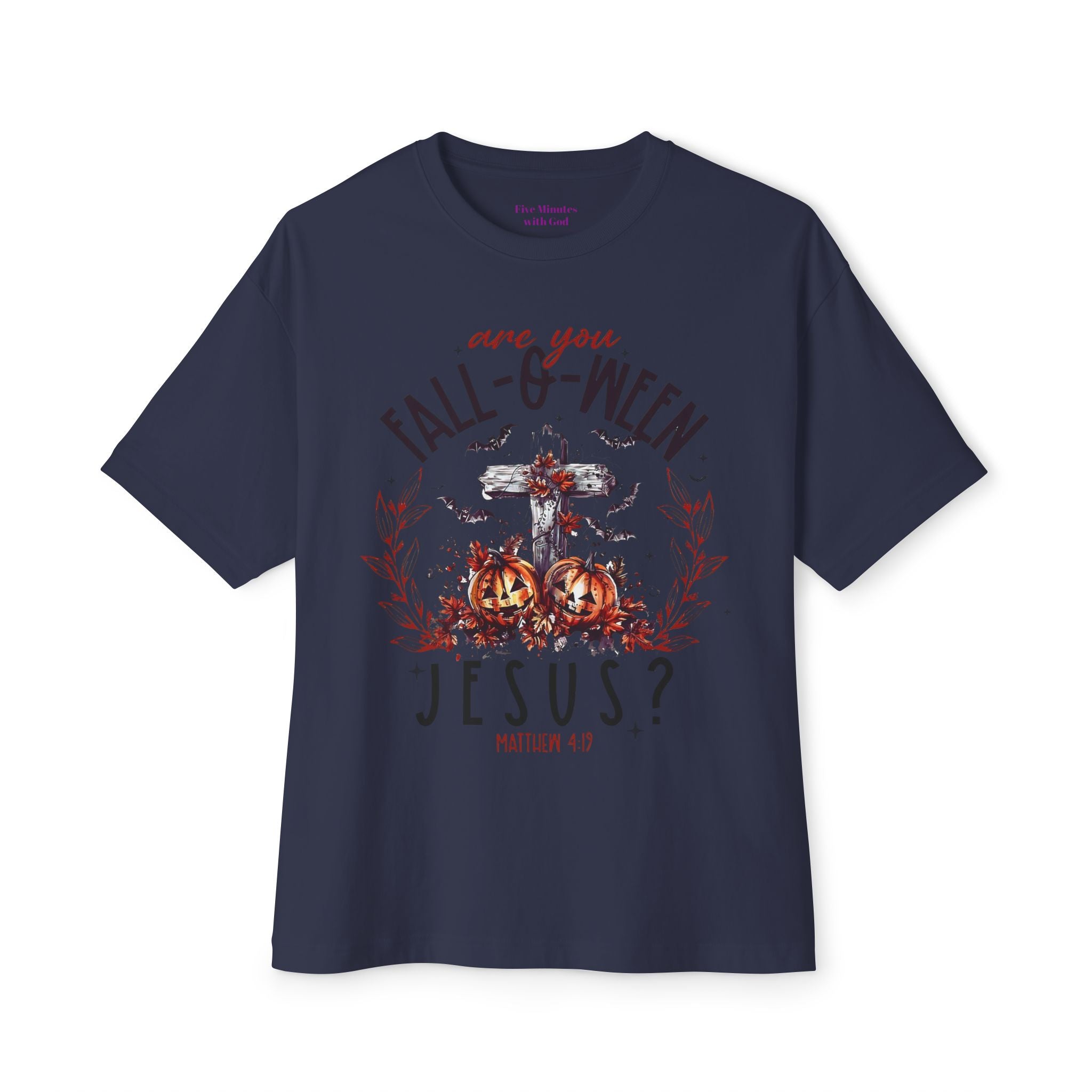 Fall-O-Ween Jesus Boxy Tee, Oversized T-Shirt for Halloween, Unisex, Funny Christian Tee, Casual Fall Wear, Unique Gift Idea