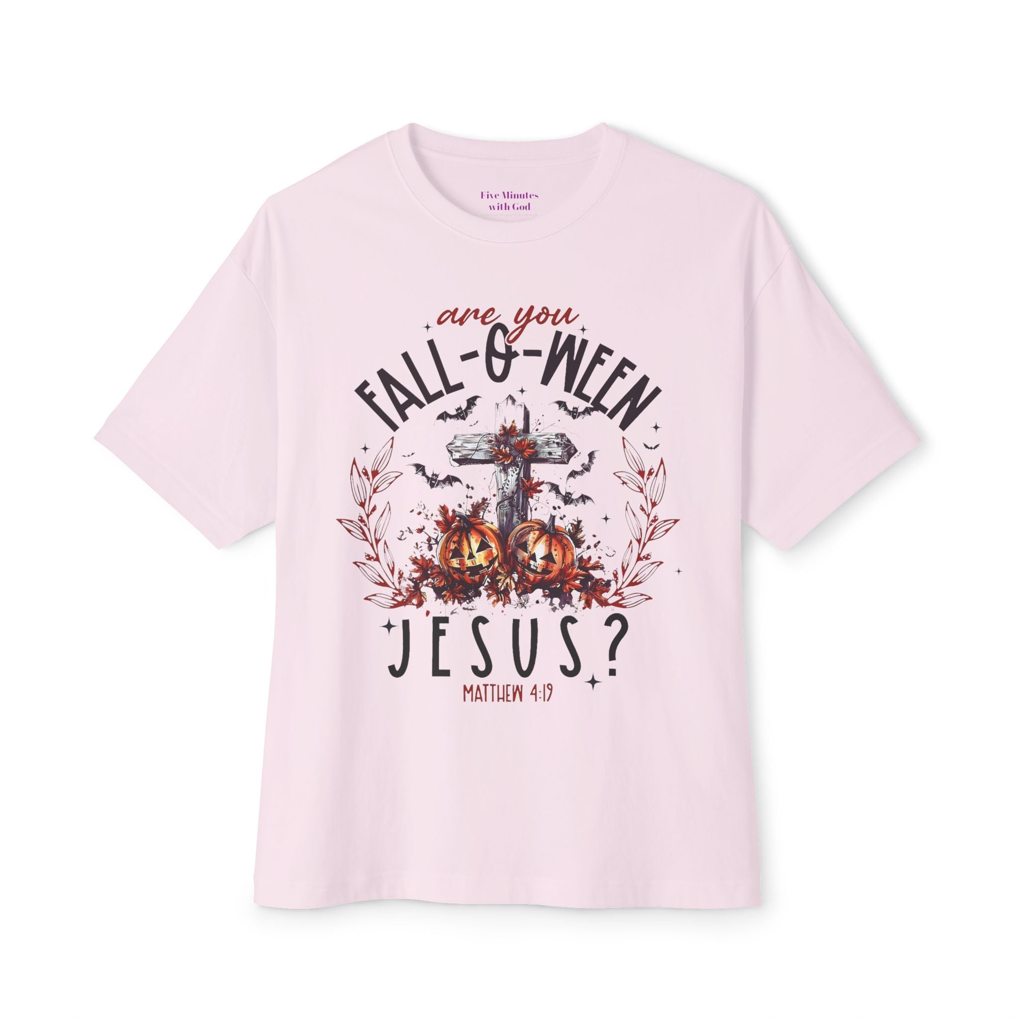 Fall-O-Ween Jesus Boxy Tee, Oversized T-Shirt for Halloween, Unisex, Funny Christian Tee, Casual Fall Wear, Unique Gift Idea