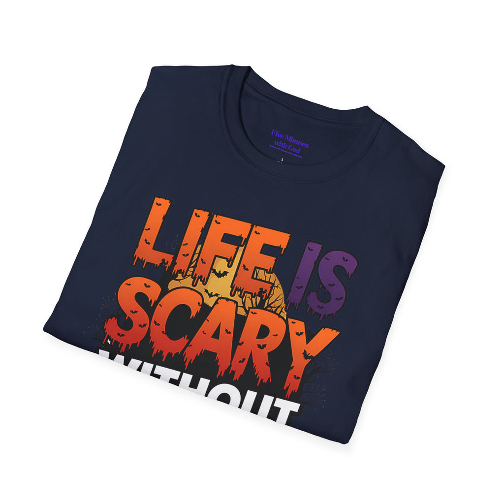 Unisex Softstyle Graphic Tee - Life is Scary Without Jesus, Faith Shirt, Christian T-Shirt, Inspirational Gift, Religious Apparel, [...]