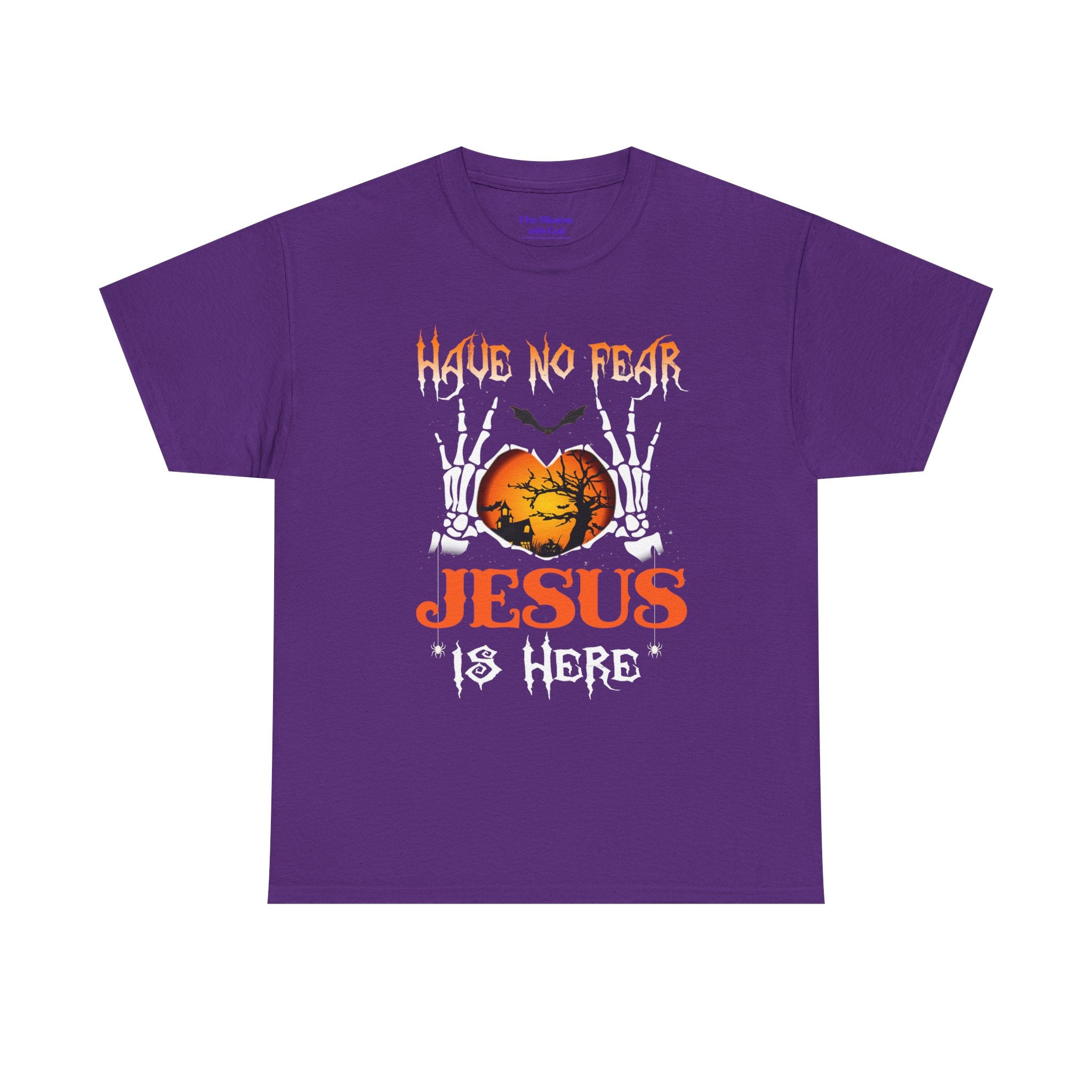 Halloween Faith Tee, Unisex T-Shirt with Skeletons, Jesus is Here, Spooky Season Apparel, Christian Shirt, Autumn Outfit