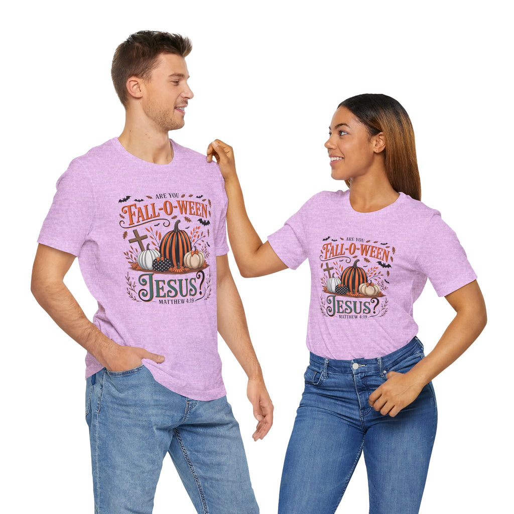 Fall-O-Ween Jesus Tee, Funny Fall T-Shirt, Unisex Pumpkin Shirt, Halloween Christian Top, Autumn Graphic Tee, Religious Casual Wear