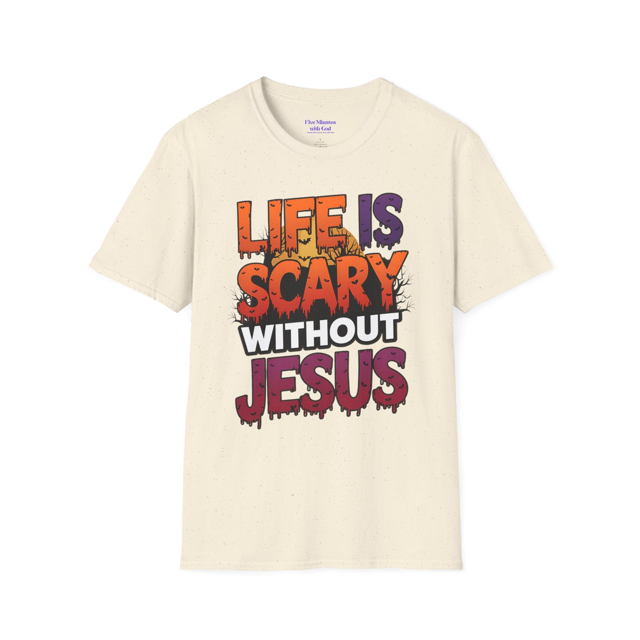 Unisex Softstyle Graphic Tee - Life is Scary Without Jesus, Faith Shirt, Christian T-Shirt, Inspirational Gift, Religious Apparel, [...]