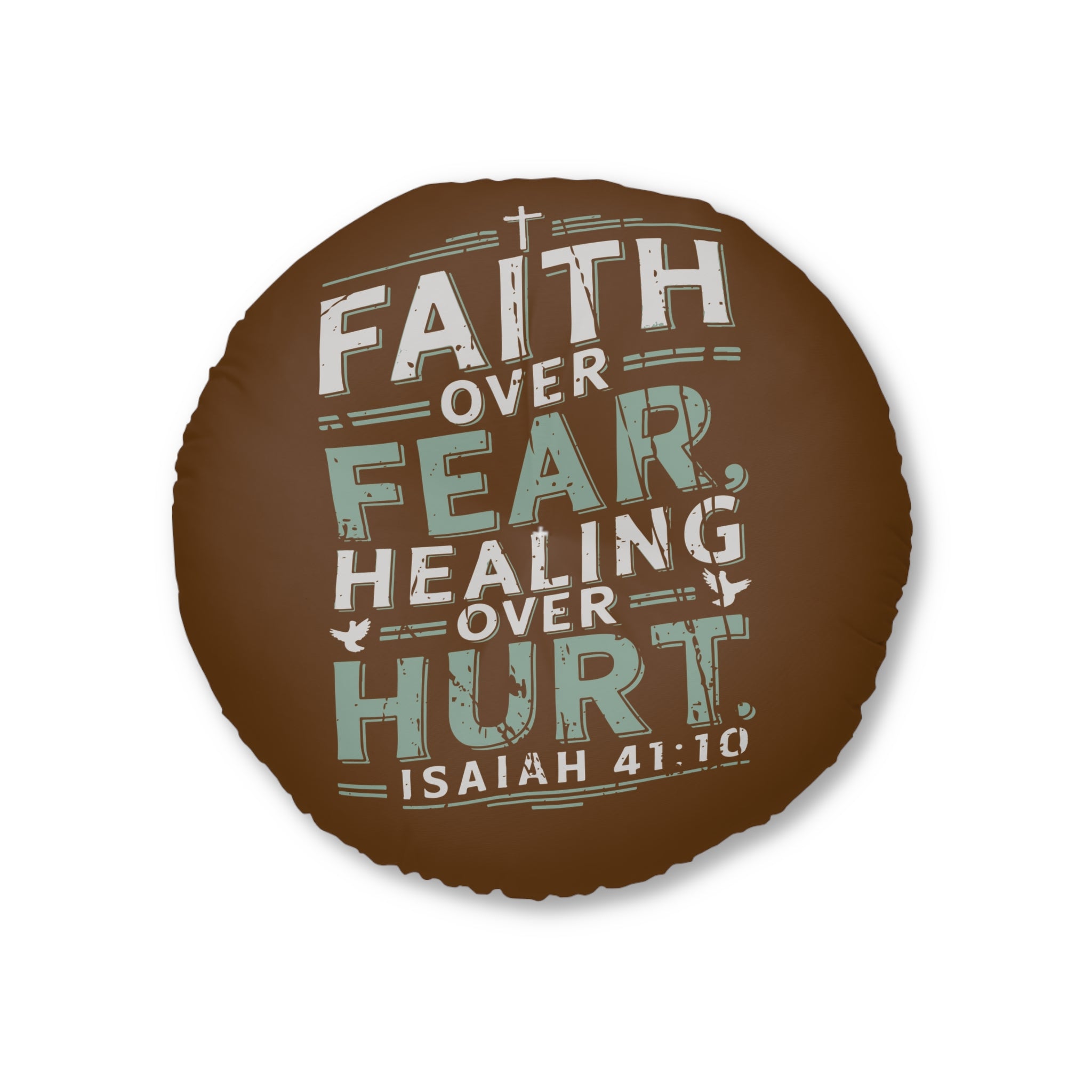 Faith-Inspired Tufted Floor Pillow, Round - Cozy Prayer Cushion, Meditation Pillow, Christian Decor, Living Room Accent, Gift for Believers