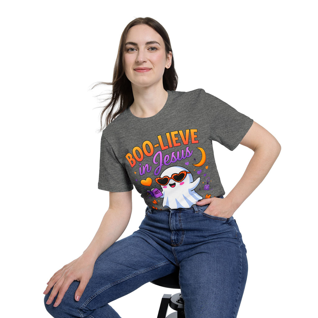 Halloween Christian Ghost T-Shirt, Boo-lieve in Jesus Shirt, Cute Halloween Apparel, Faith-Based Tee, Fall Celebration Top, Spooky [...]