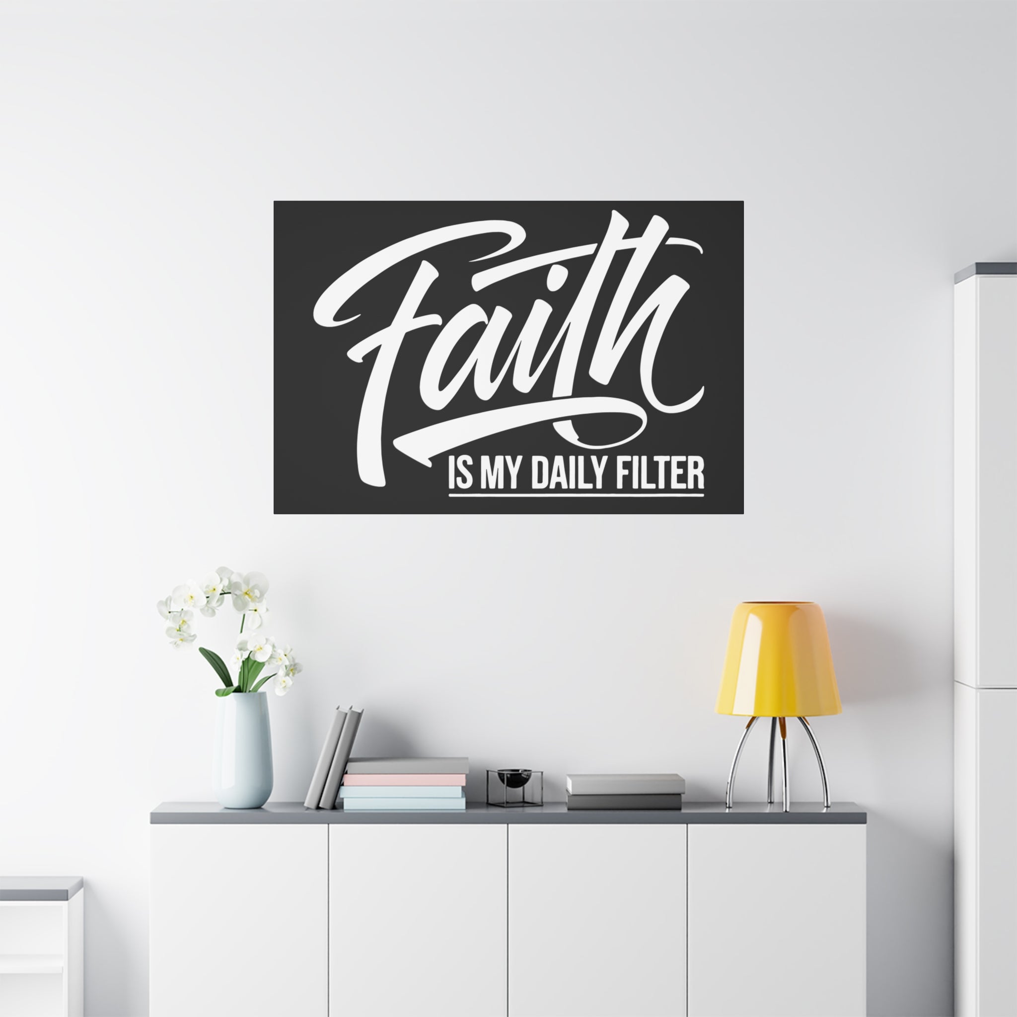 Inspirational Canvas Wall Art, Faith Quote Decor, Motivational Home Decor, Gray Wall Hanging, Gift for Faith Lovers