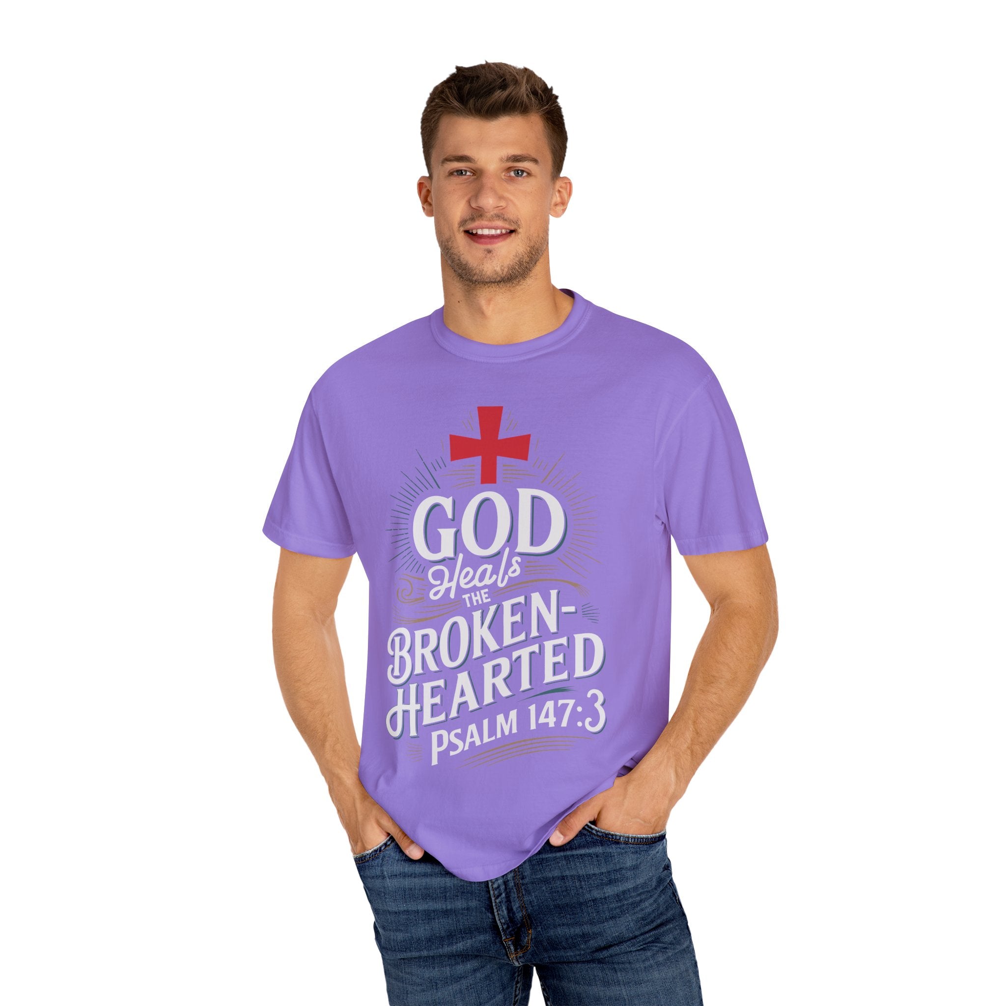 Faith-Inspired Unisex T-Shirt, God Heals The Broken-Hearted Tee
