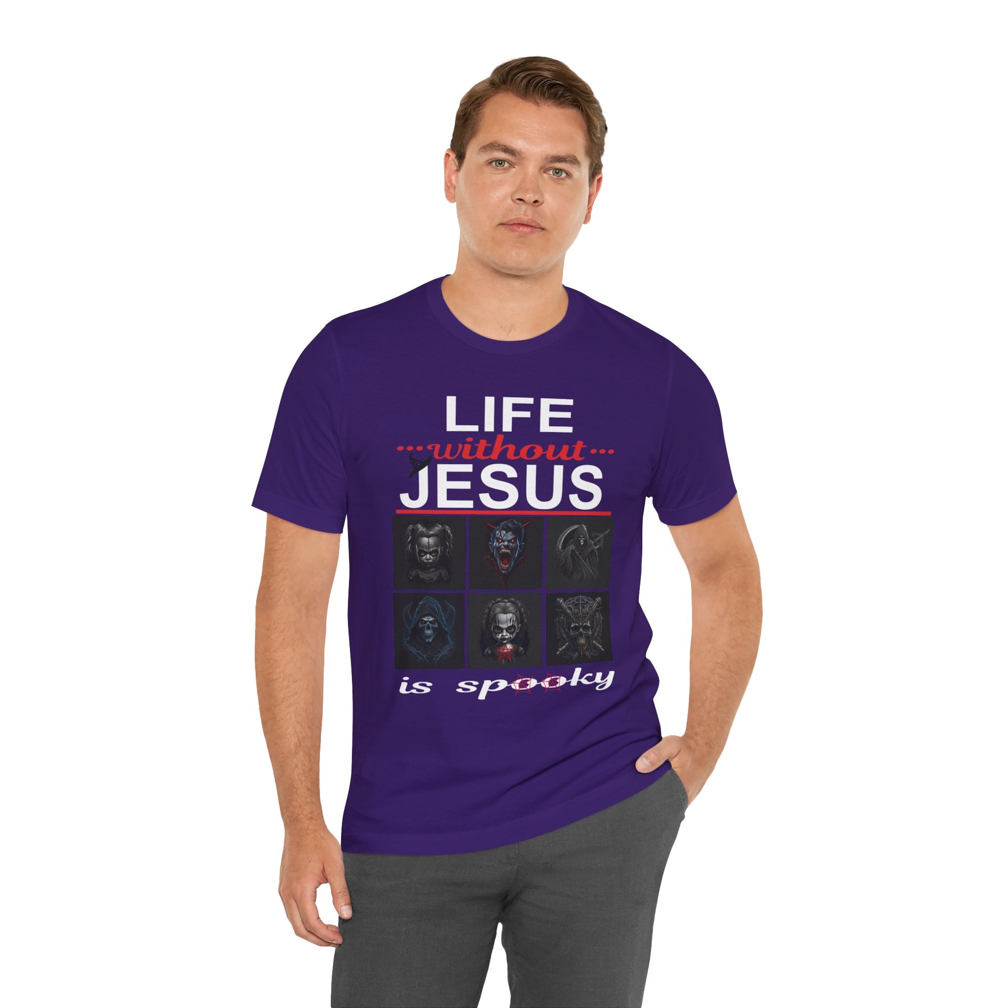 Funny Christian Tee - 'Life Without Jesus is Spooky' Unisex Jersey Short Sleeve T-Shirt, Faith Apparel, Religious Gift, Halloween Tee, [...]