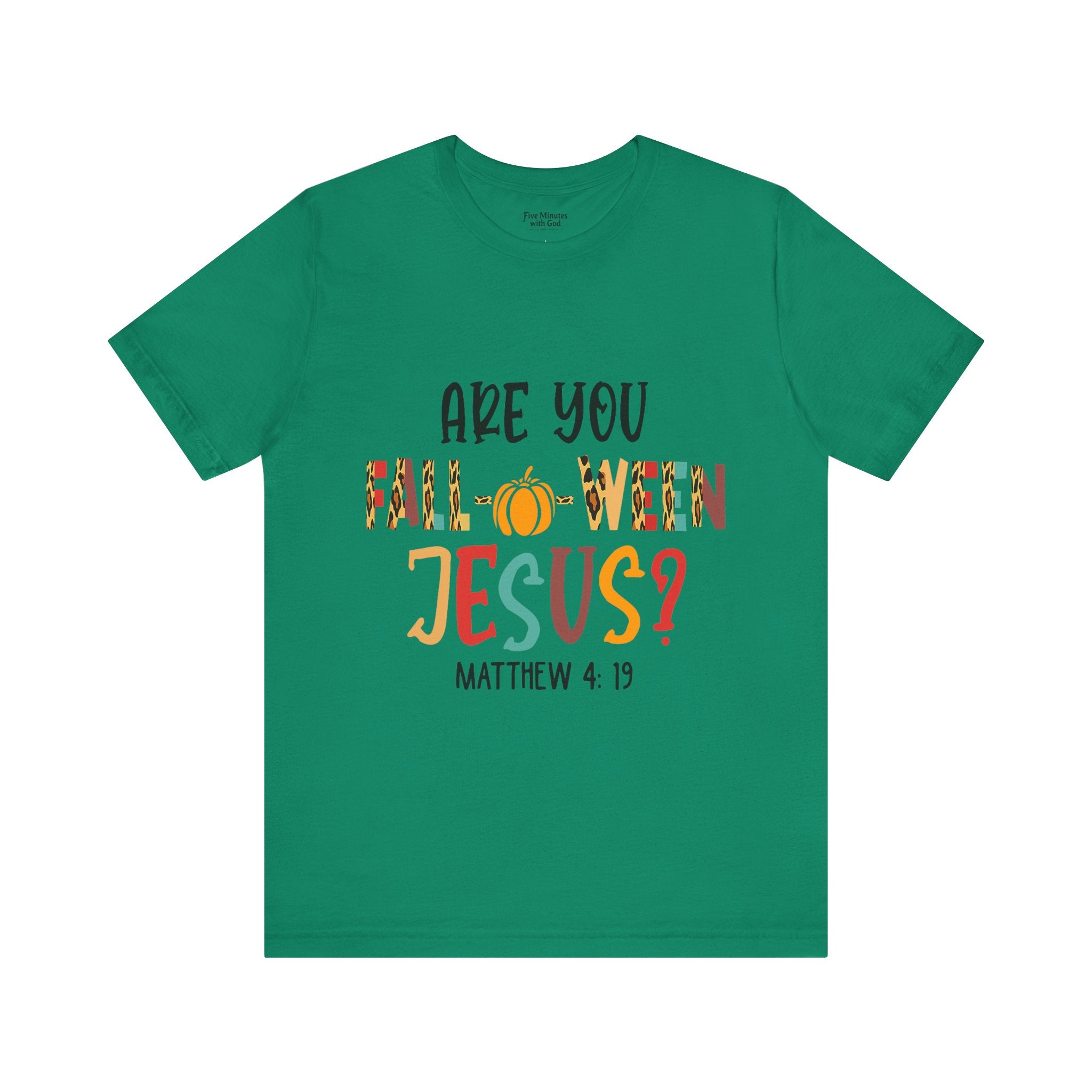 Fall-Themed Jesus Tee | Unisex Jersey Short Sleeve T-Shirt, Halloween Church Wear, Faith-Based Gift, Cozy Casual Top