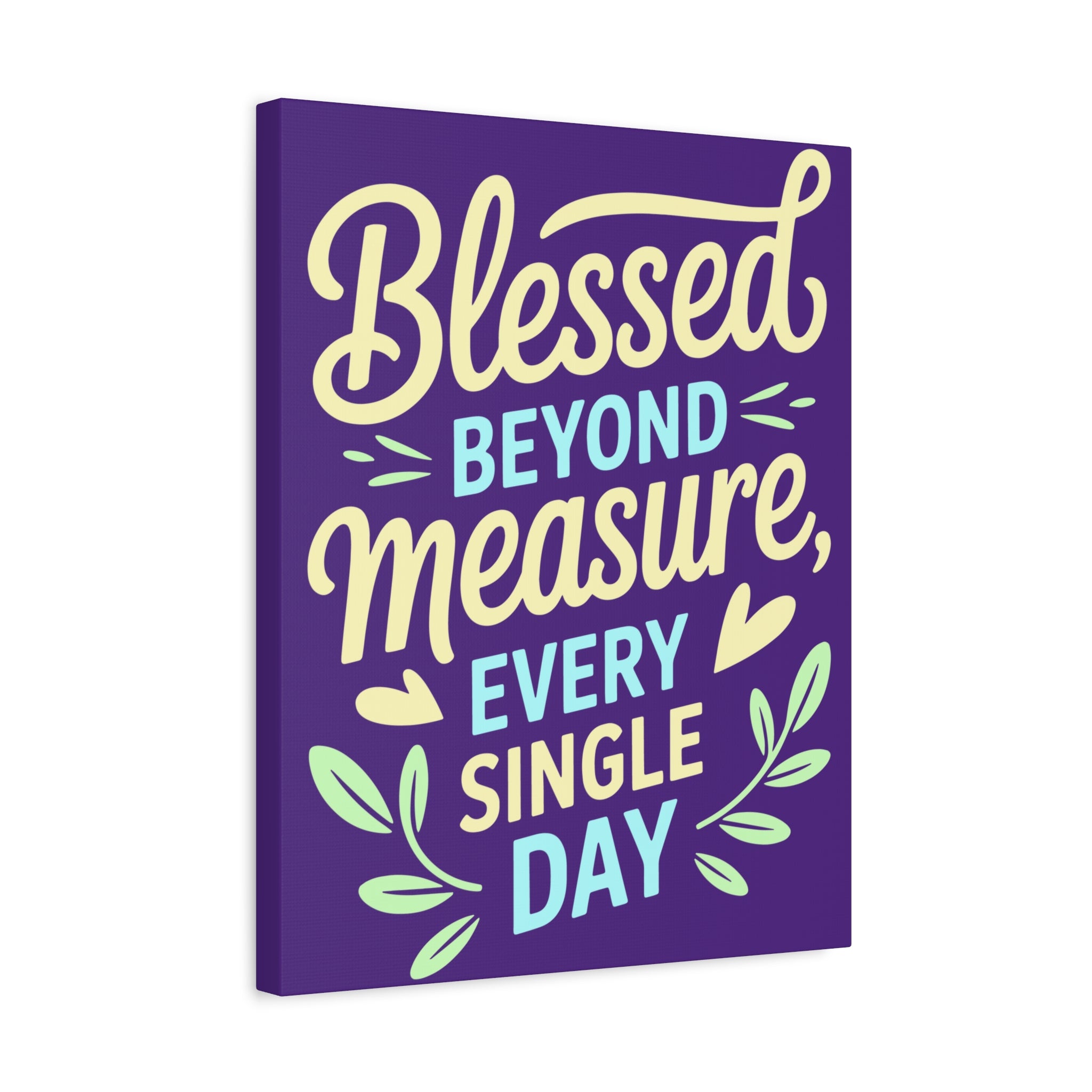 Purple Inspirational Wall Art, Blessed Beyond Measure Canvas, Uplifting Home Decor, Positive Quote Artwork, Gift for Friends & Family