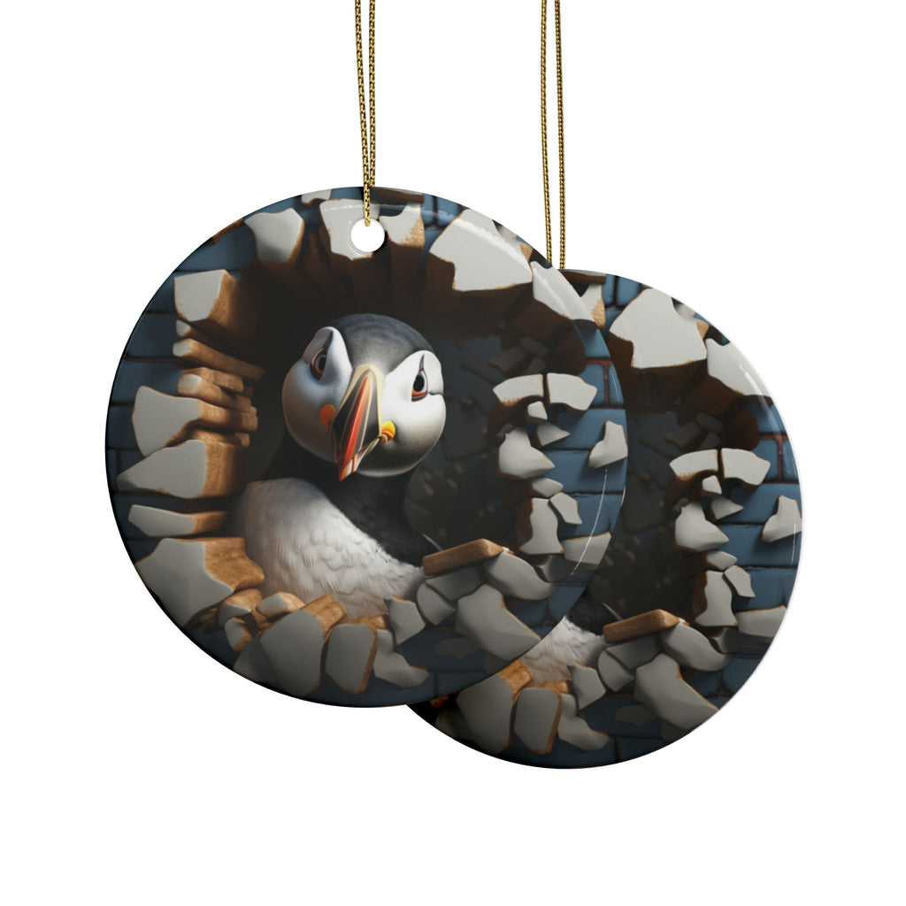 Whimsical Puffin Ceramic Ornaments, Holiday Decor, Unique Gift, Tree Decoration, Home & Garden, Nature Lover's Gift